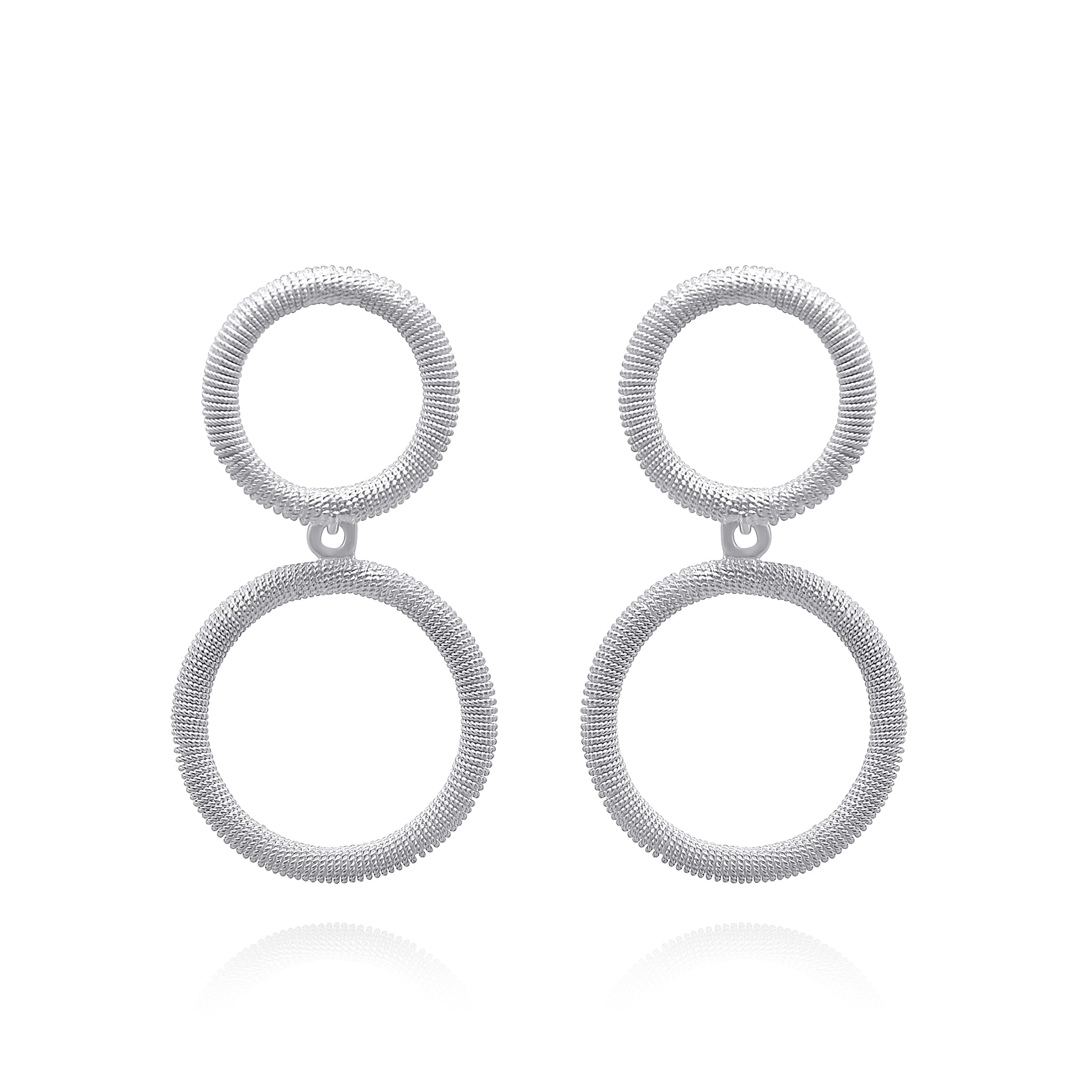 ASHER DOUBLE CIRCLE SILVER MEDIUM EARRINGS