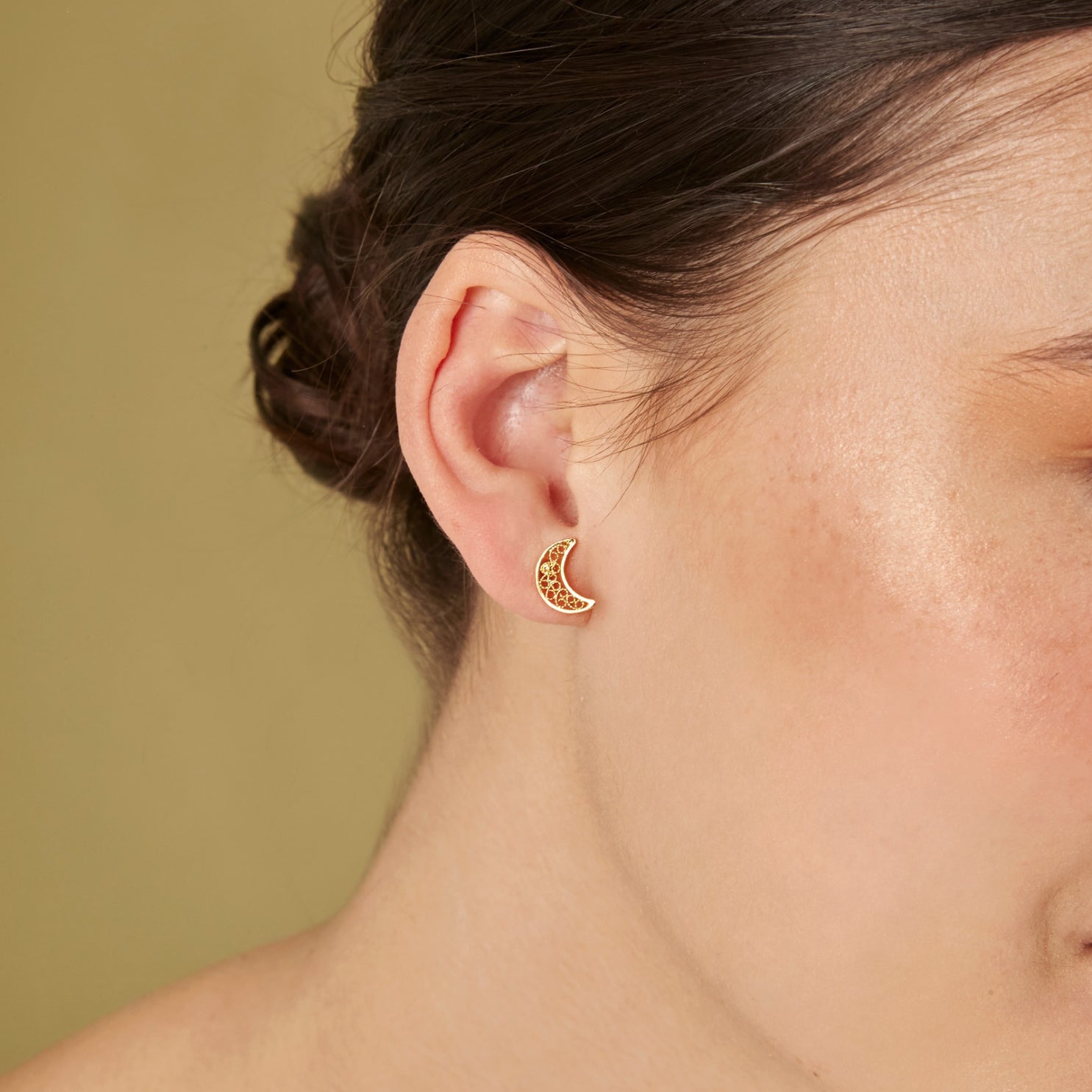 LUNA GOLD STUD EARRINGS FILIGREE