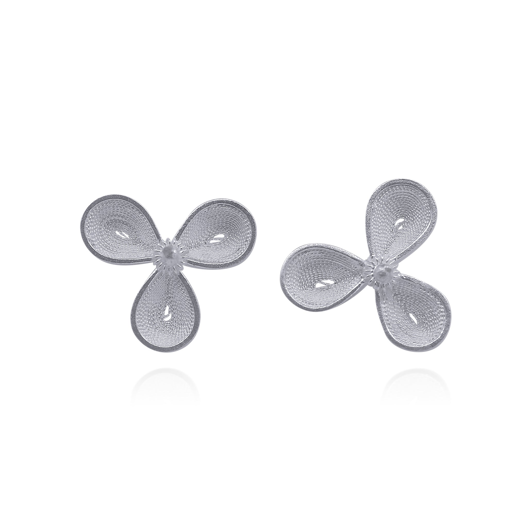 RUBY SILVER STUD EARRINGS FILIGREE