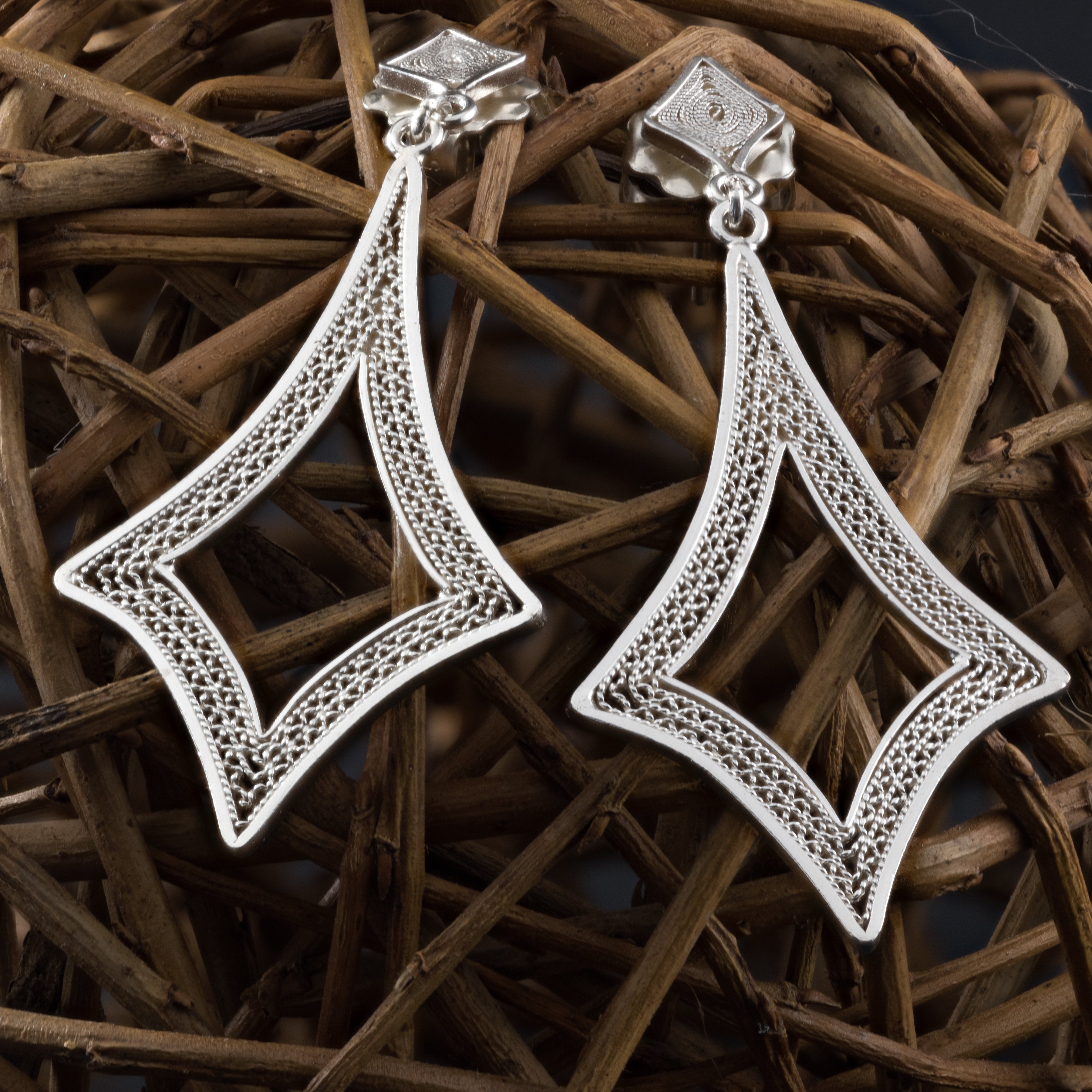 CLAIRE MEDIUM EARRINGS FILIGREE SILVER & GOLD - Olmox