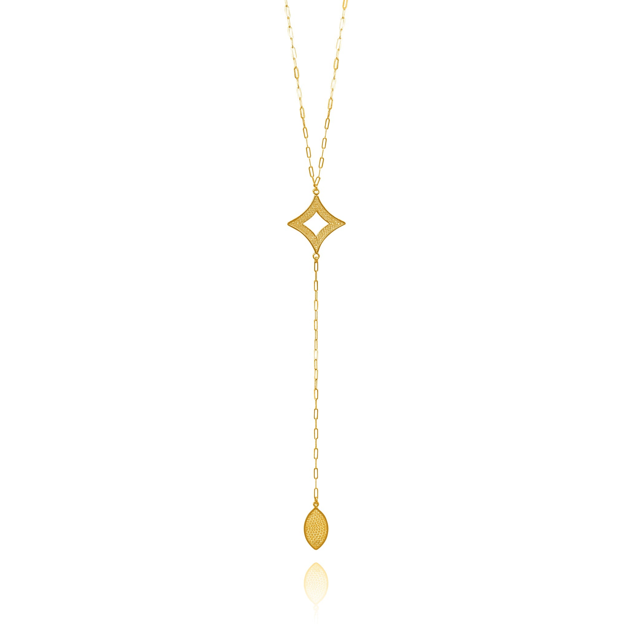 ADDISON GOLD SINGLE LONG NECKLACE FILIGREE