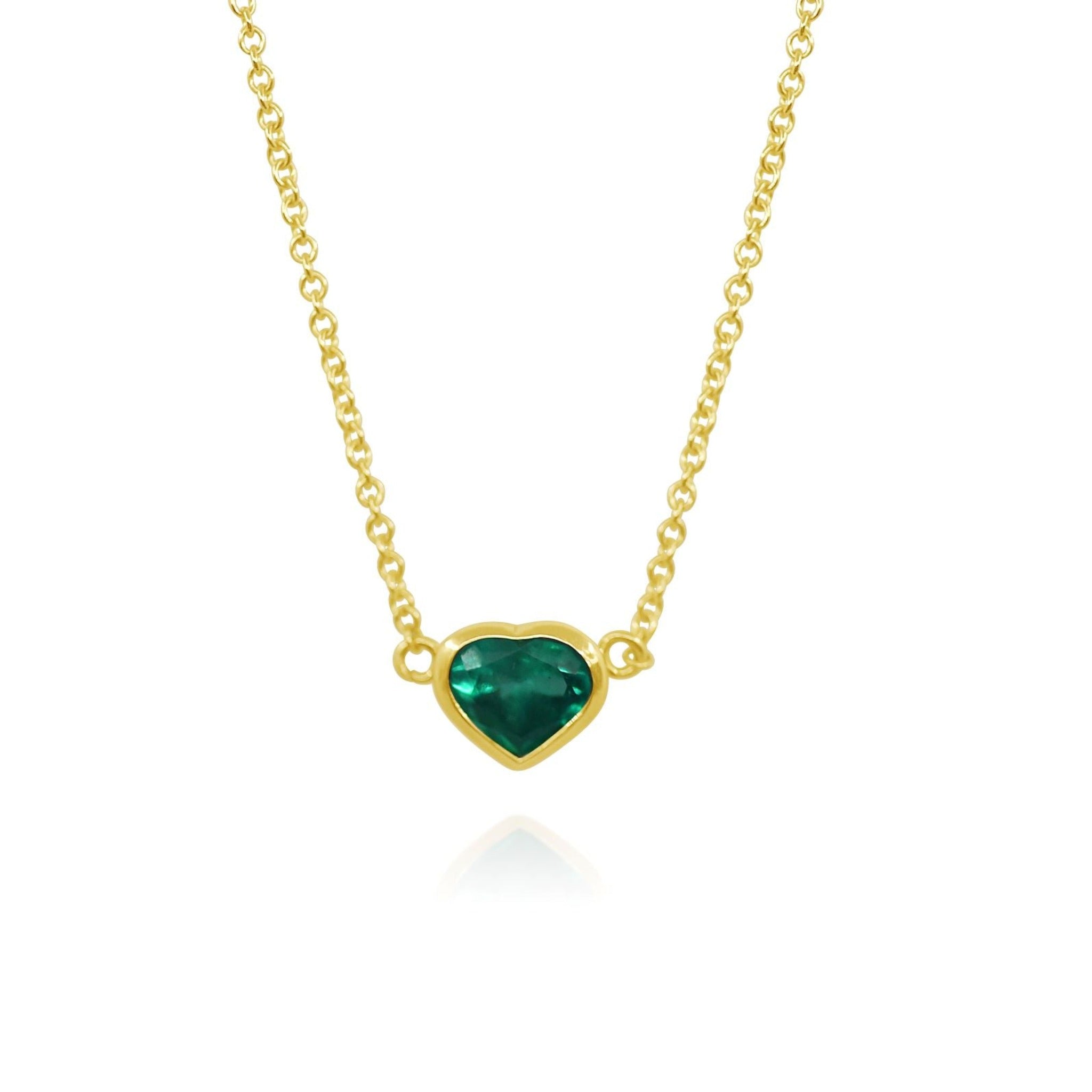 ALEXA EMERALD HEART SOLID GOLD 18K NECKLACE