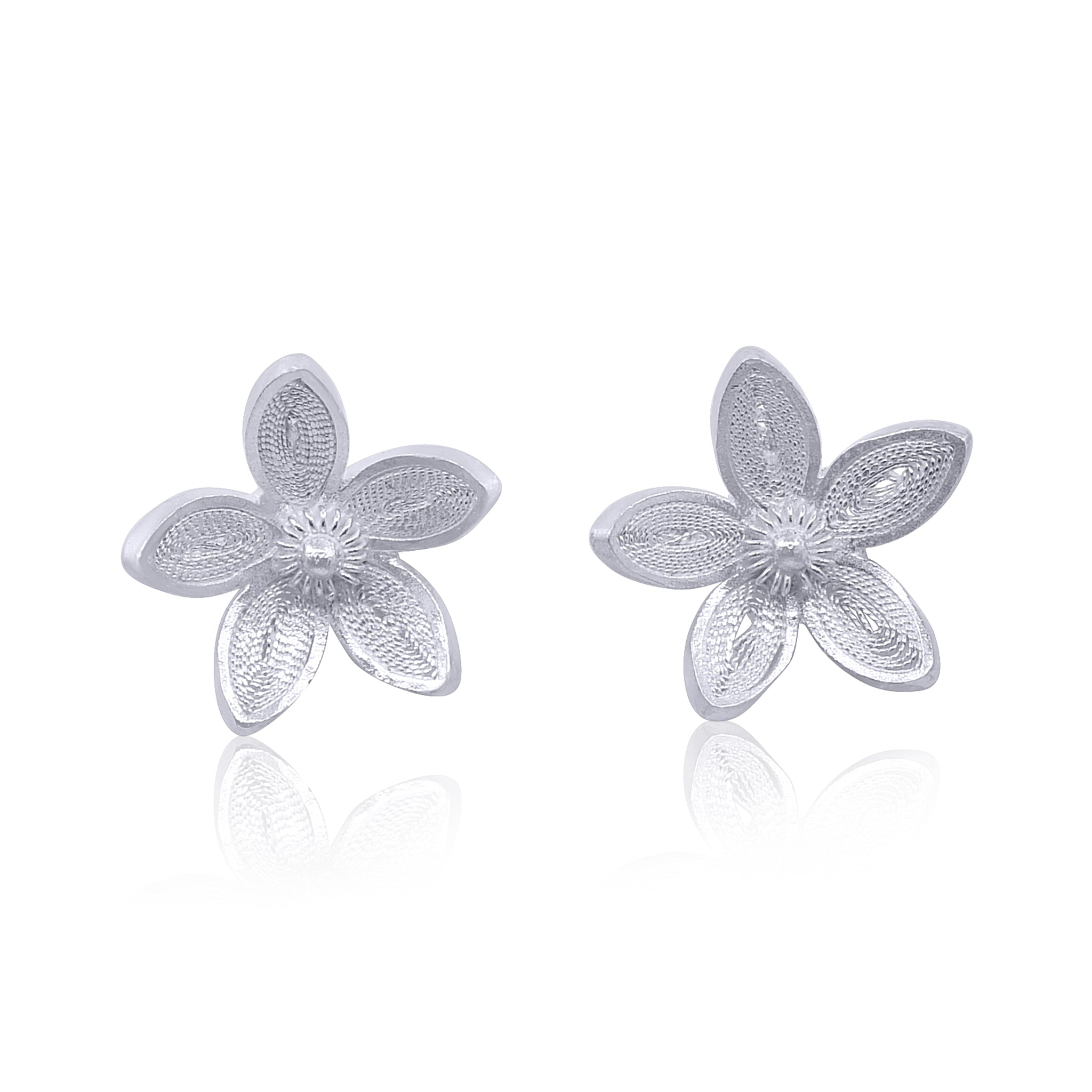 APPLE BLOSSOM SILVER STUD EARRINGS FILIGREE