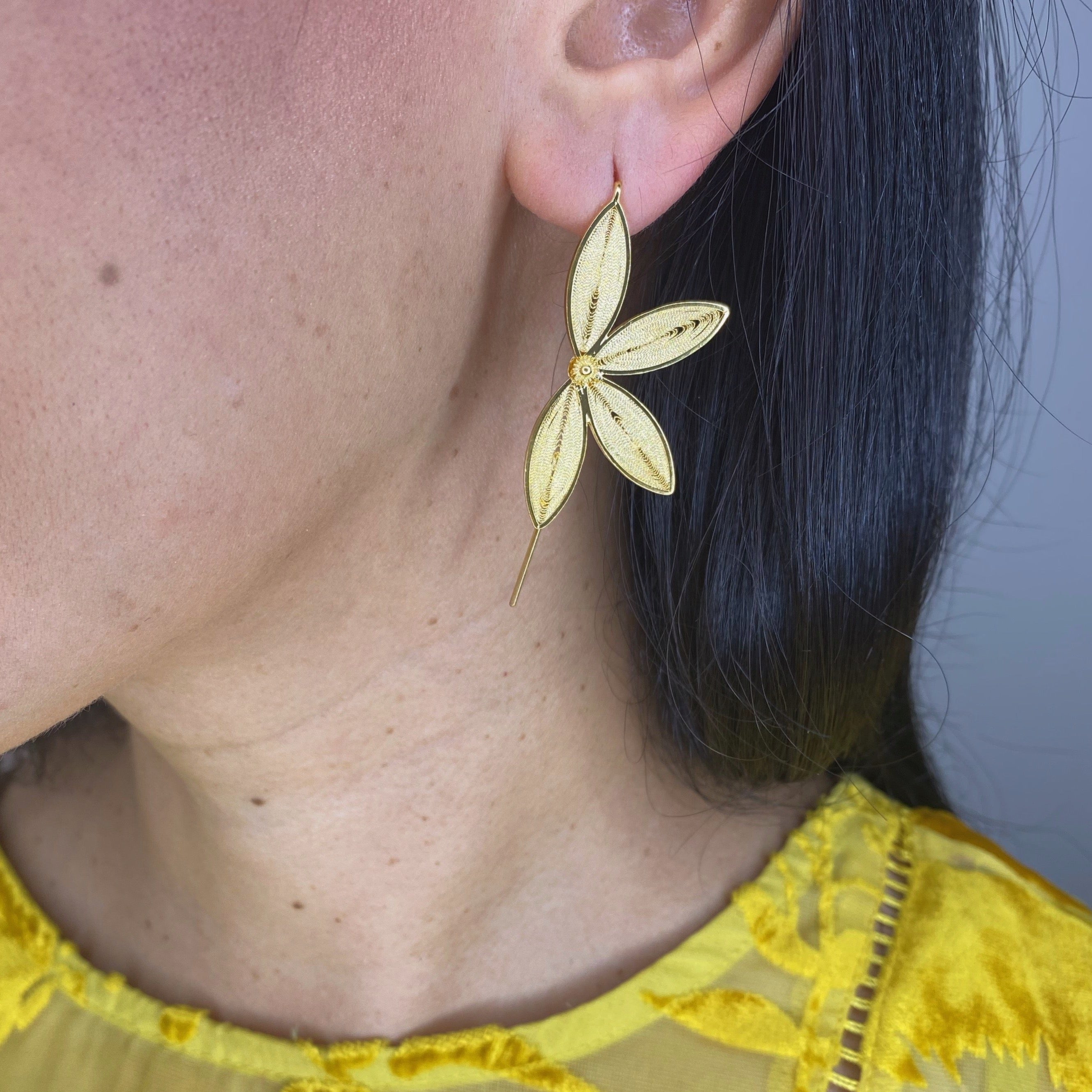 ASTER GOLD LARGE EARRINGS FILIGREE