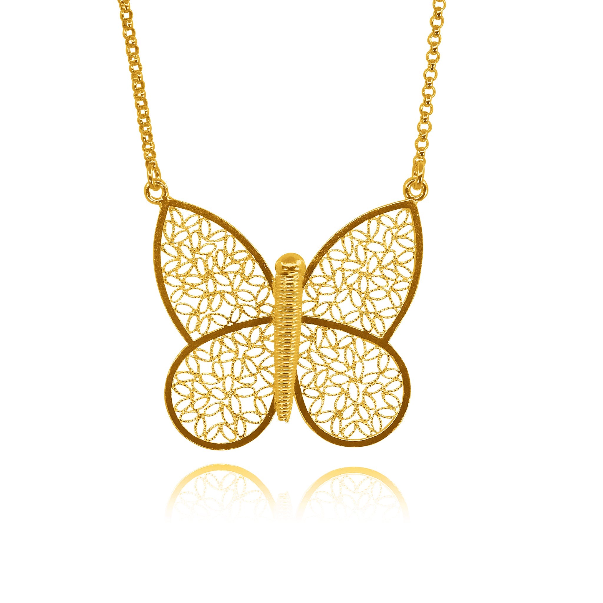 BUTTERFLY IN GOLD ADJUSTABLE NECKLACE FILIGREE
