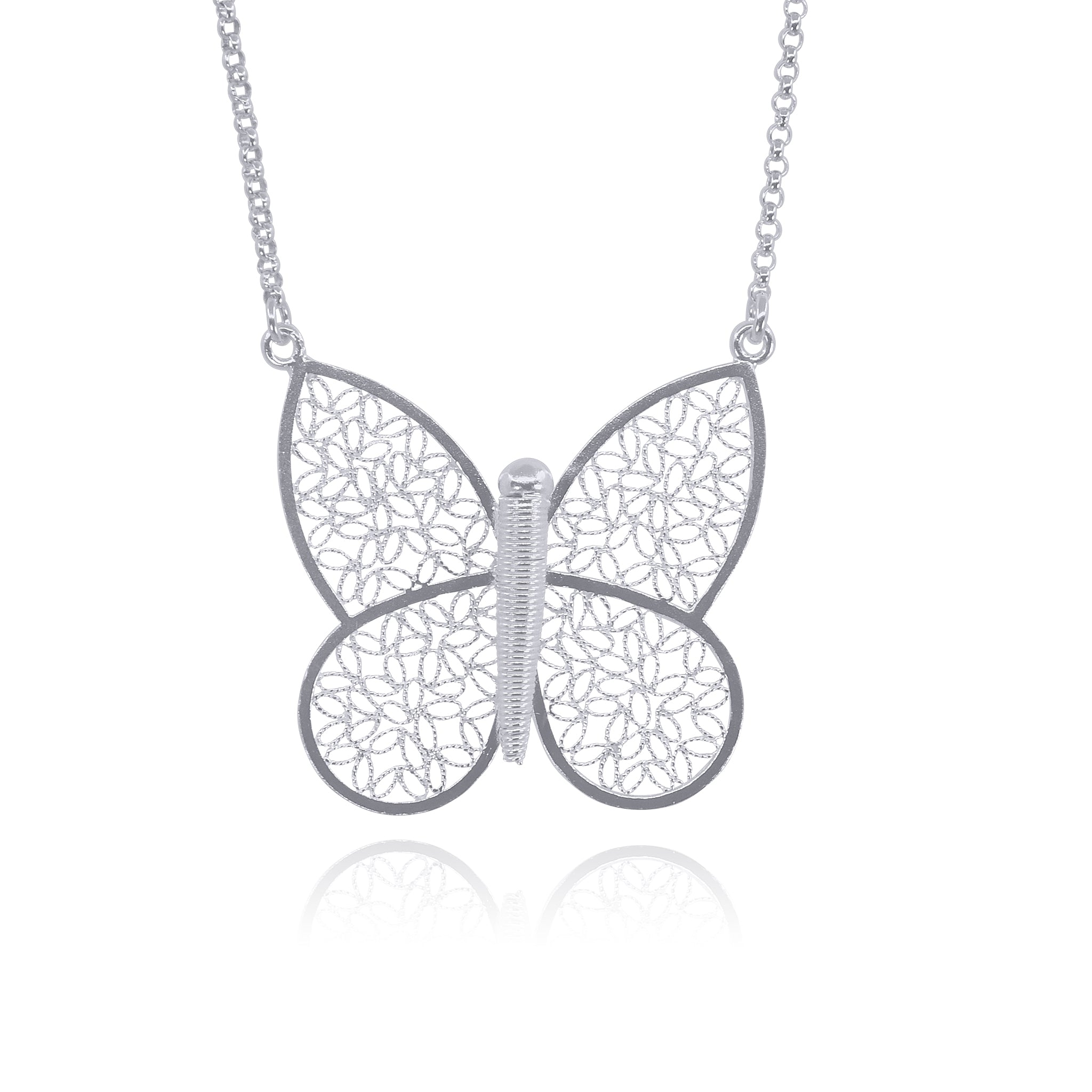 BUTTERFLY IN SILVER ADJUSTABLE NECKLACE FILIGREE