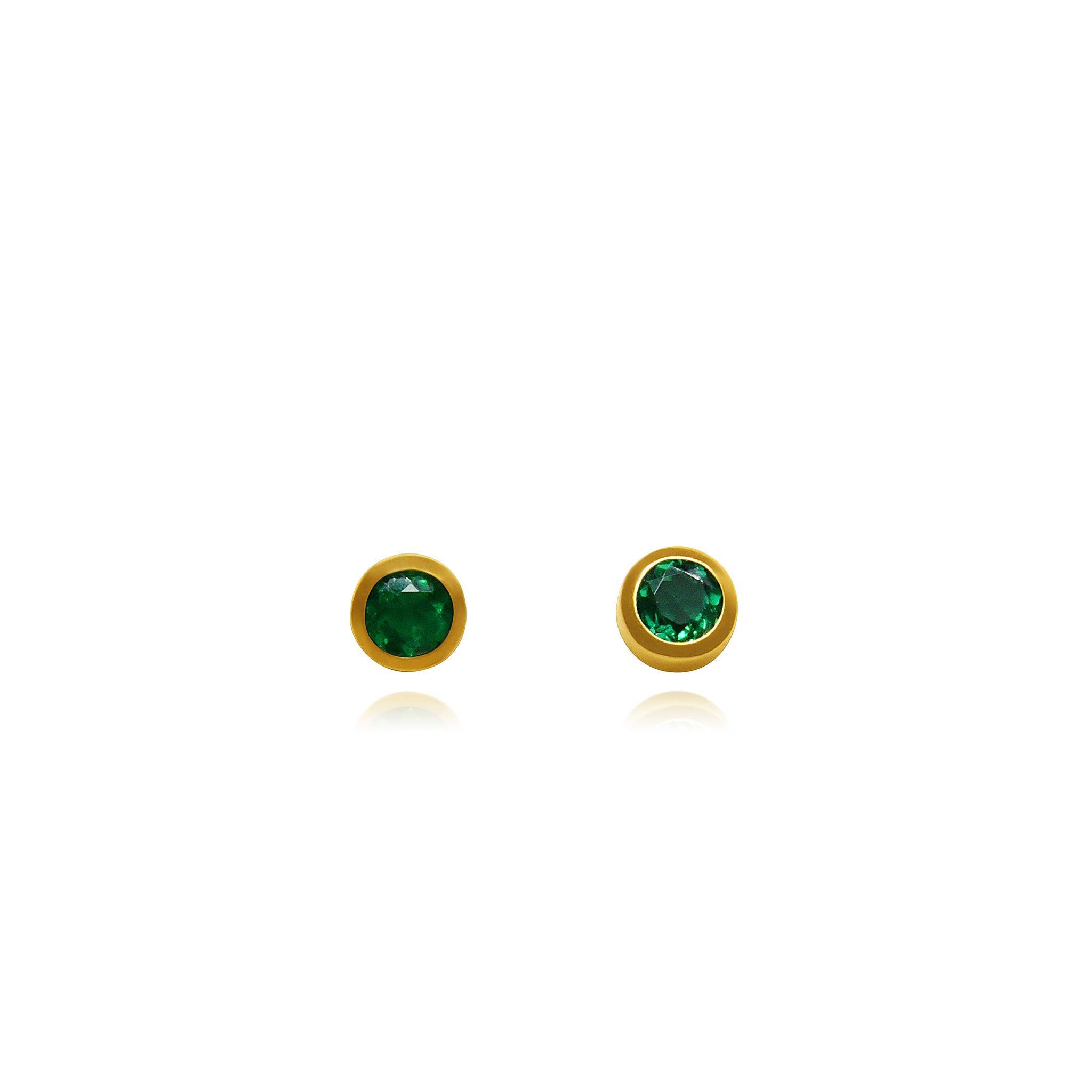 CIRCULAR SOLID GOLD 18K EMERALDS STUDS FILIGREE