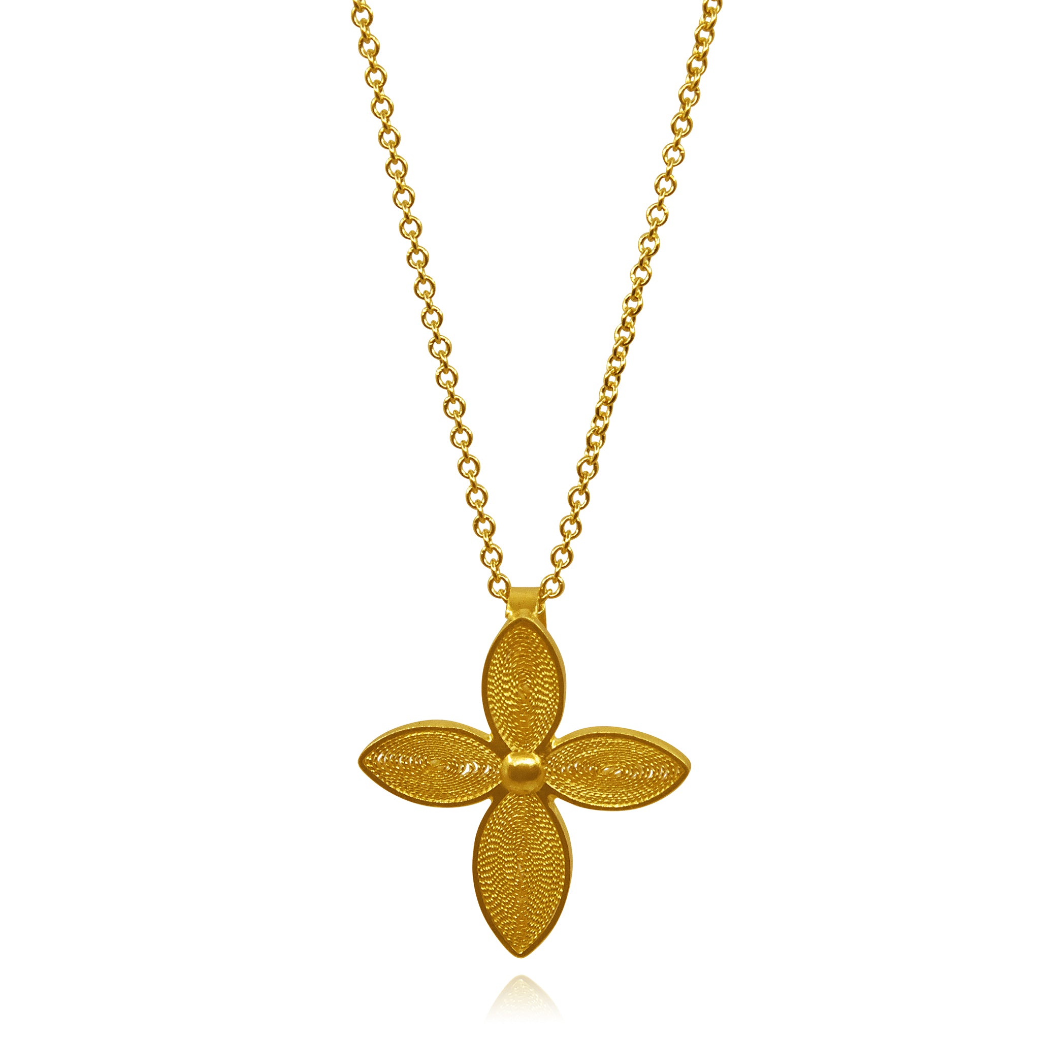 DAFFODILIS SOLID GOLD 18K SMALL PENDANT NECKLACE FILIGREE