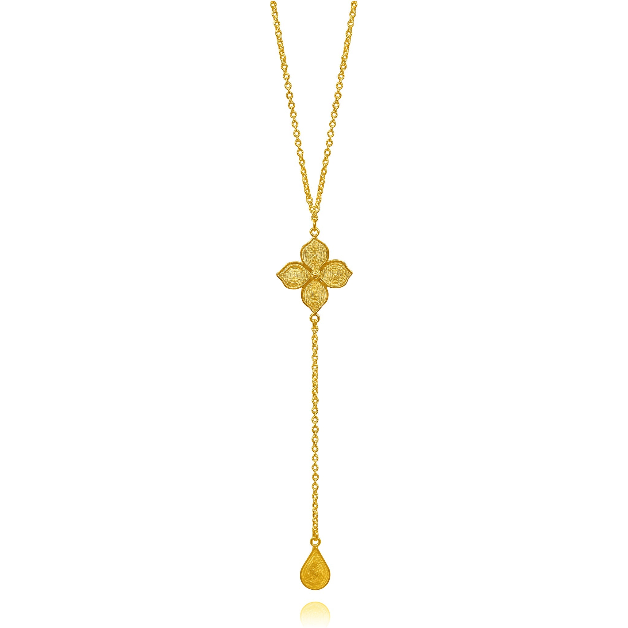 DOGWOOD GOLD LONG NECKLACE FILIGREE