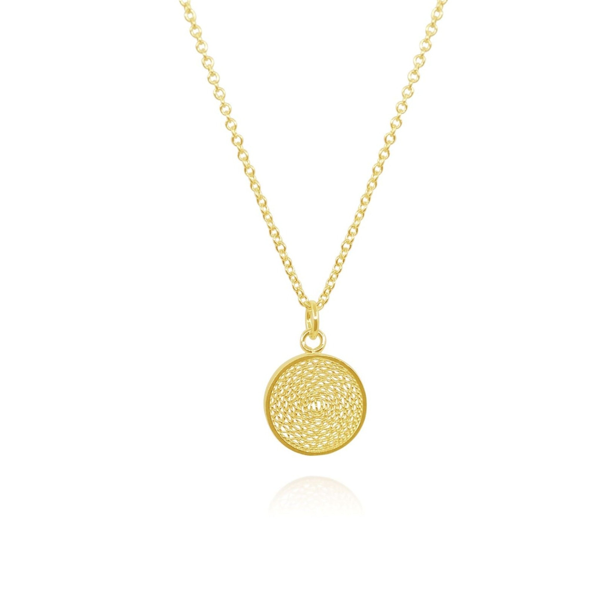 DREAM CATCHER SOLID GOLD 18K PENDANT NECKLACE FILIGREE