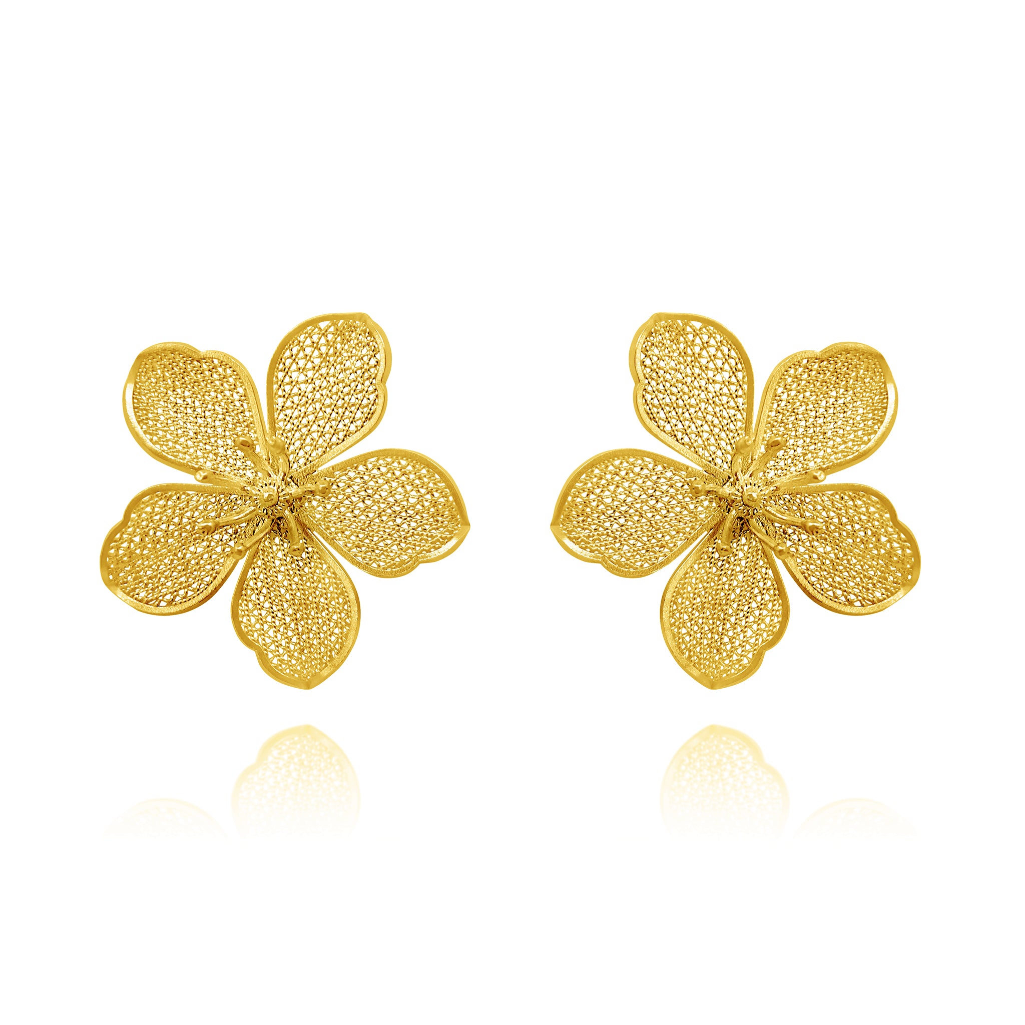 MAGNOLIA GOLD STUD EARRINGS FILIGREE