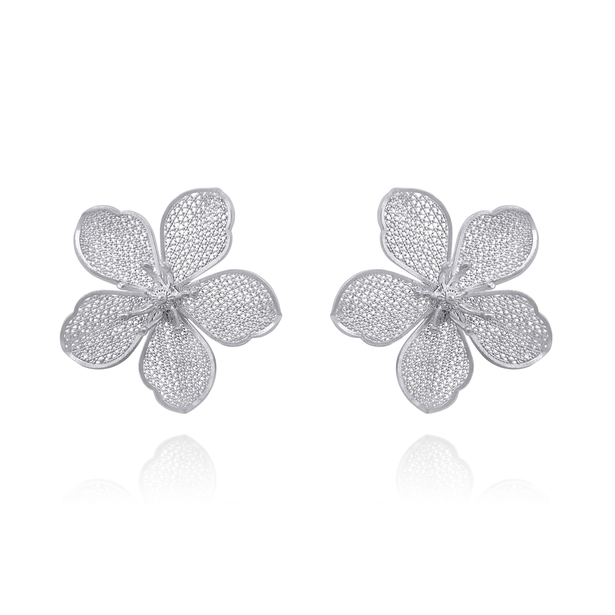MAGNOLIA SILVER STUD EARRINGS FILIGREE