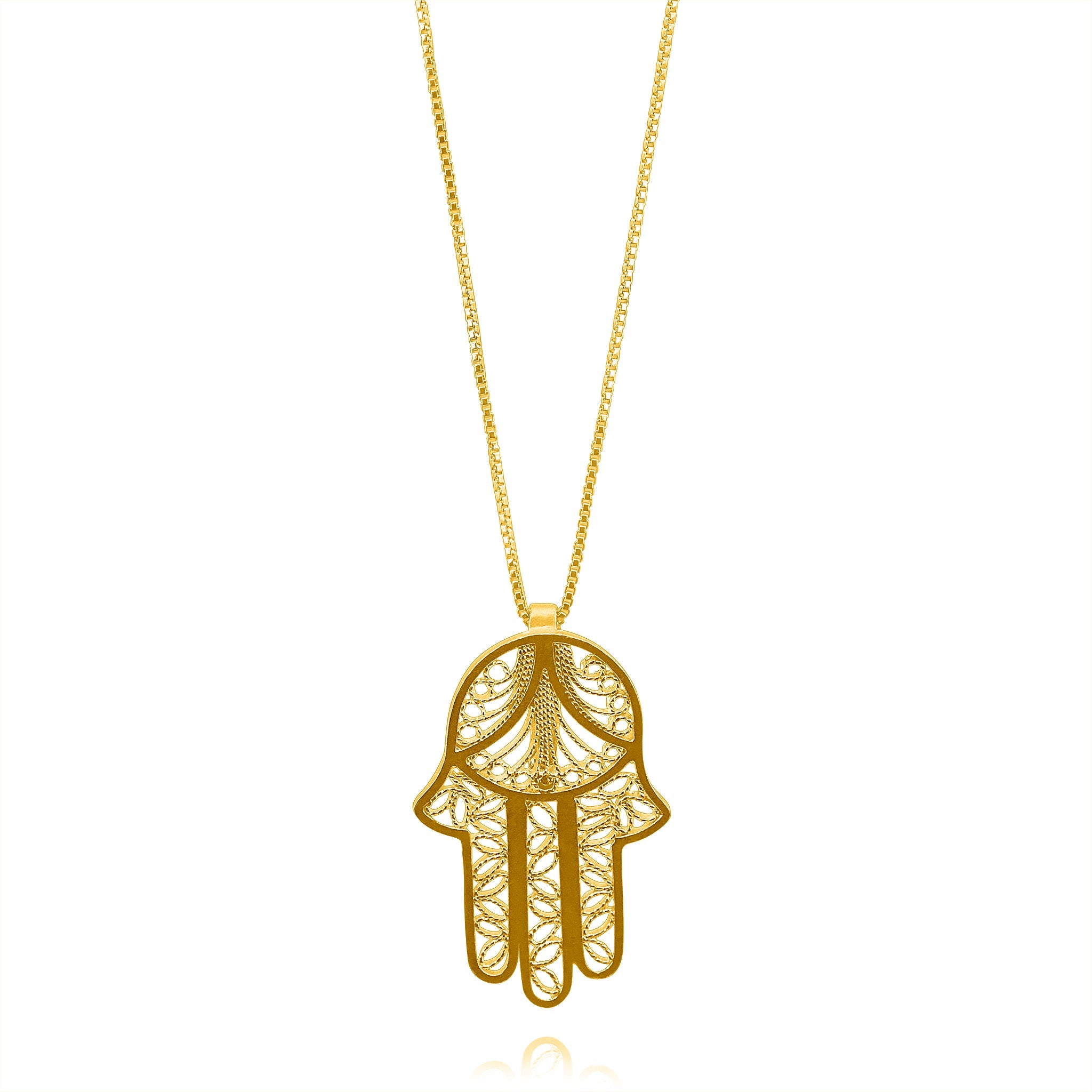 HAMSA GOLD SMALL PENDANT NECKLACE FILIGREE