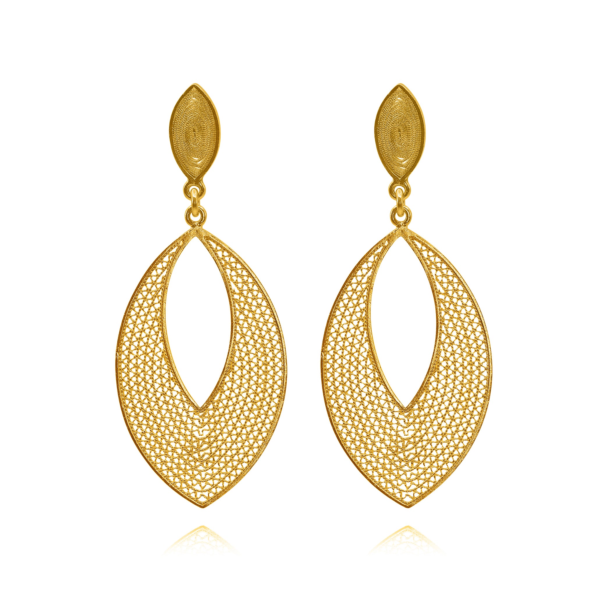 IRIS GOLD LARGE EARRINGS FILIGREE