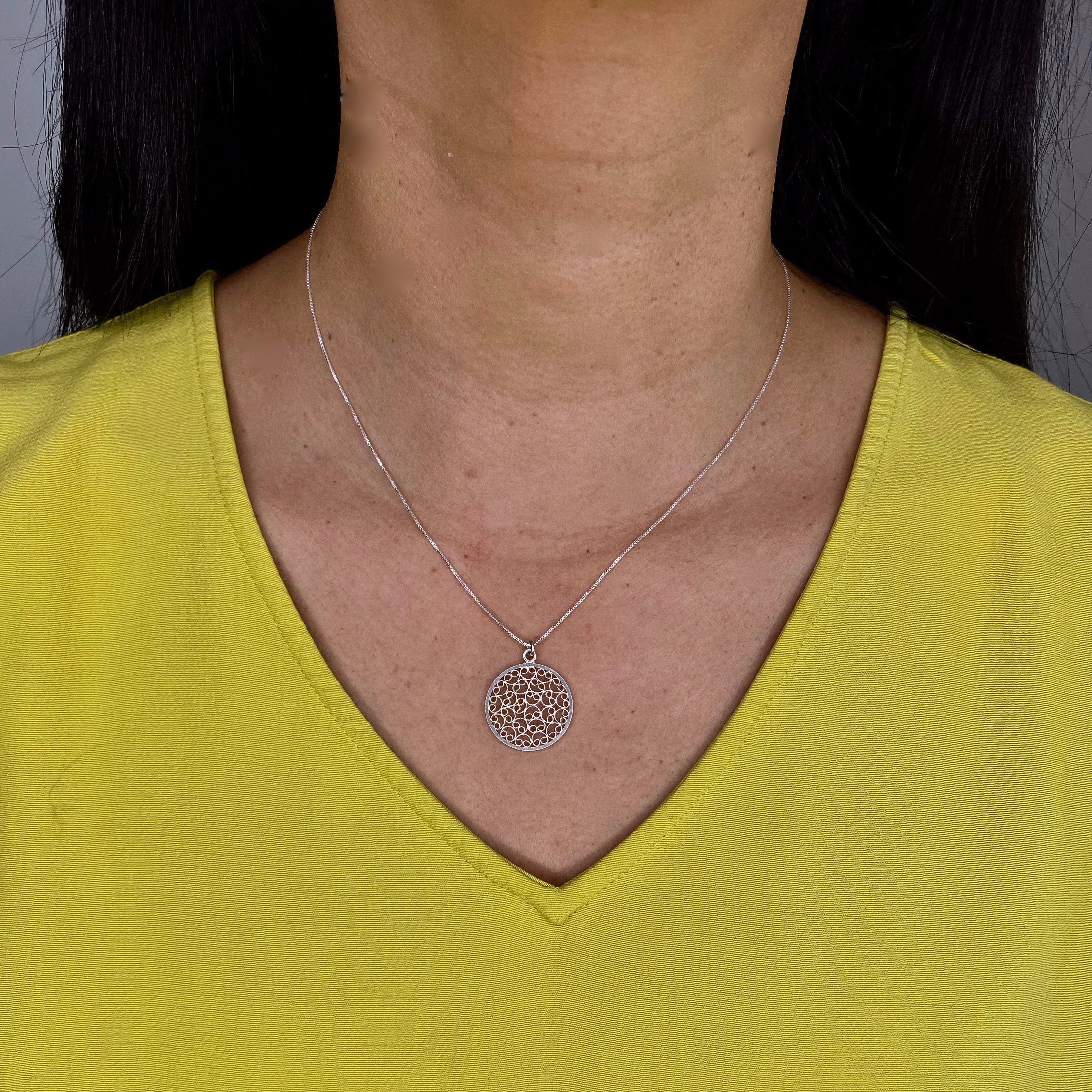 JADE SILVER SMALL PENDANT NECKLACE FILIGREE
