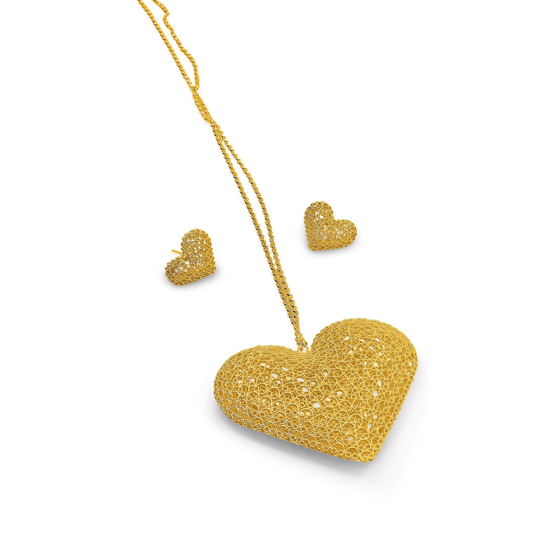 KATE GOLD LONG NECKLACE HEART FILIGREE