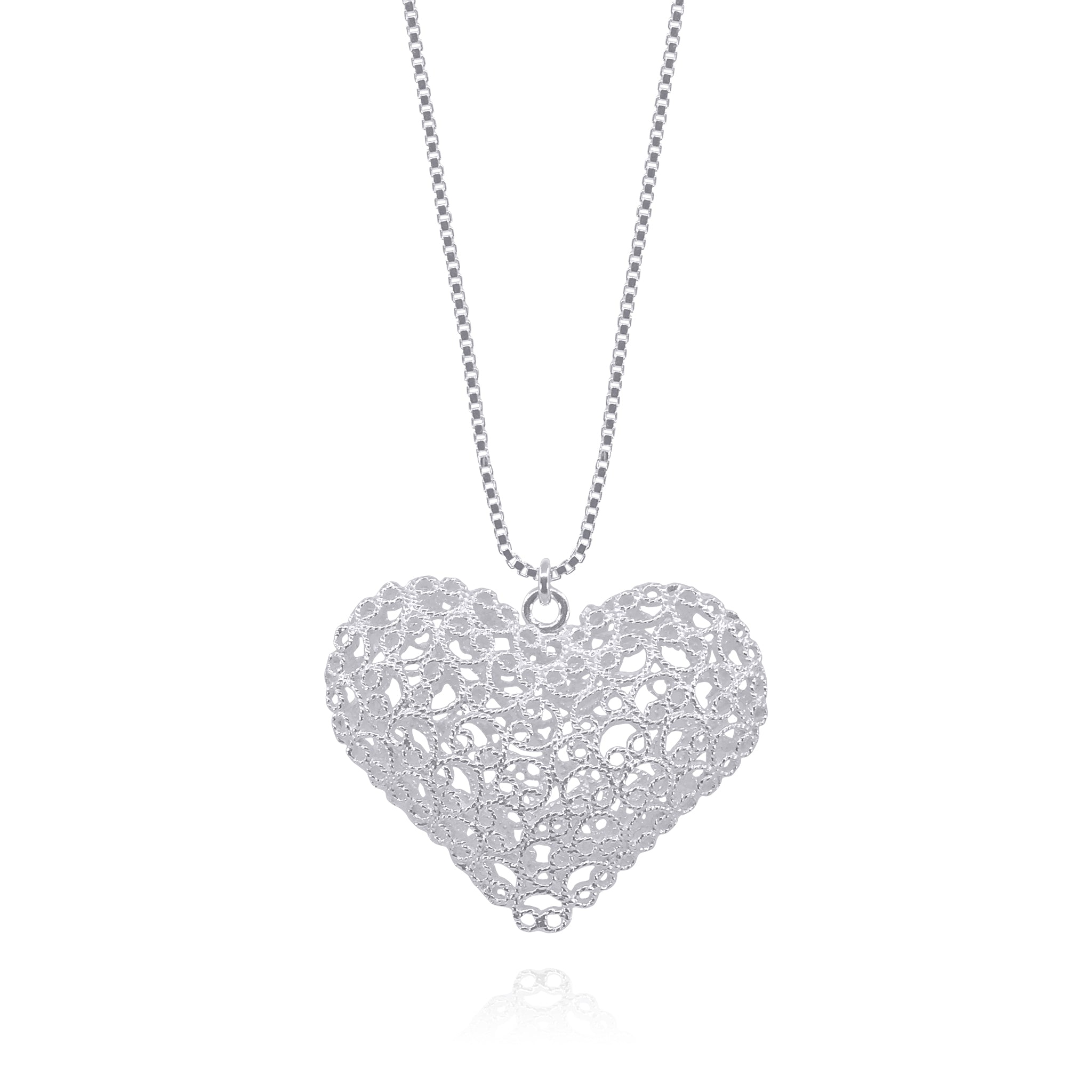 KATE SILVER HEARTS SMALL PENDANT NECKLACE FILIGREE