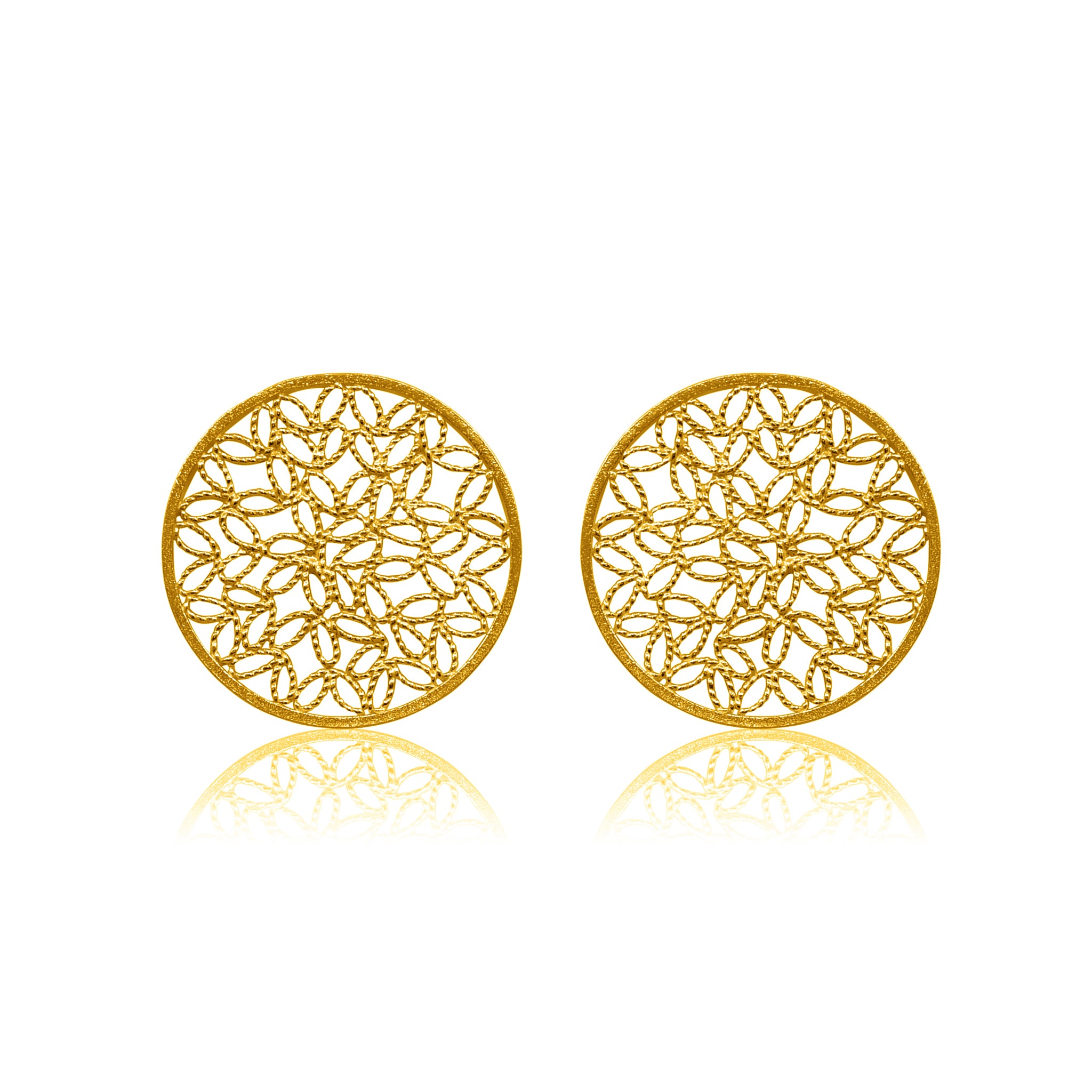 KRIN SOLID GOLD 18K STUD EARRINGS FILIGREE