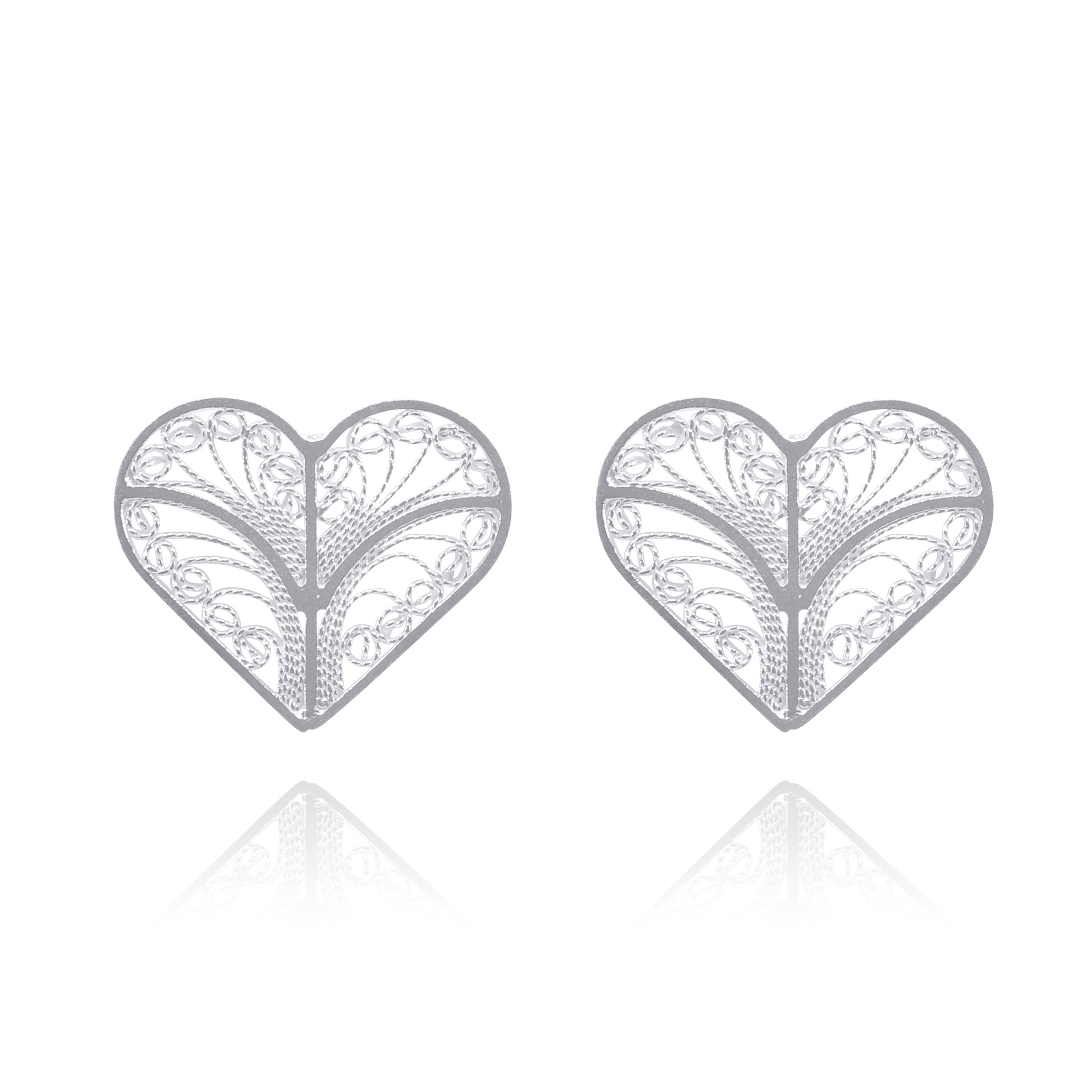 KYLIE SILVER HEARTS STUDS EARRINGS FILIGREE