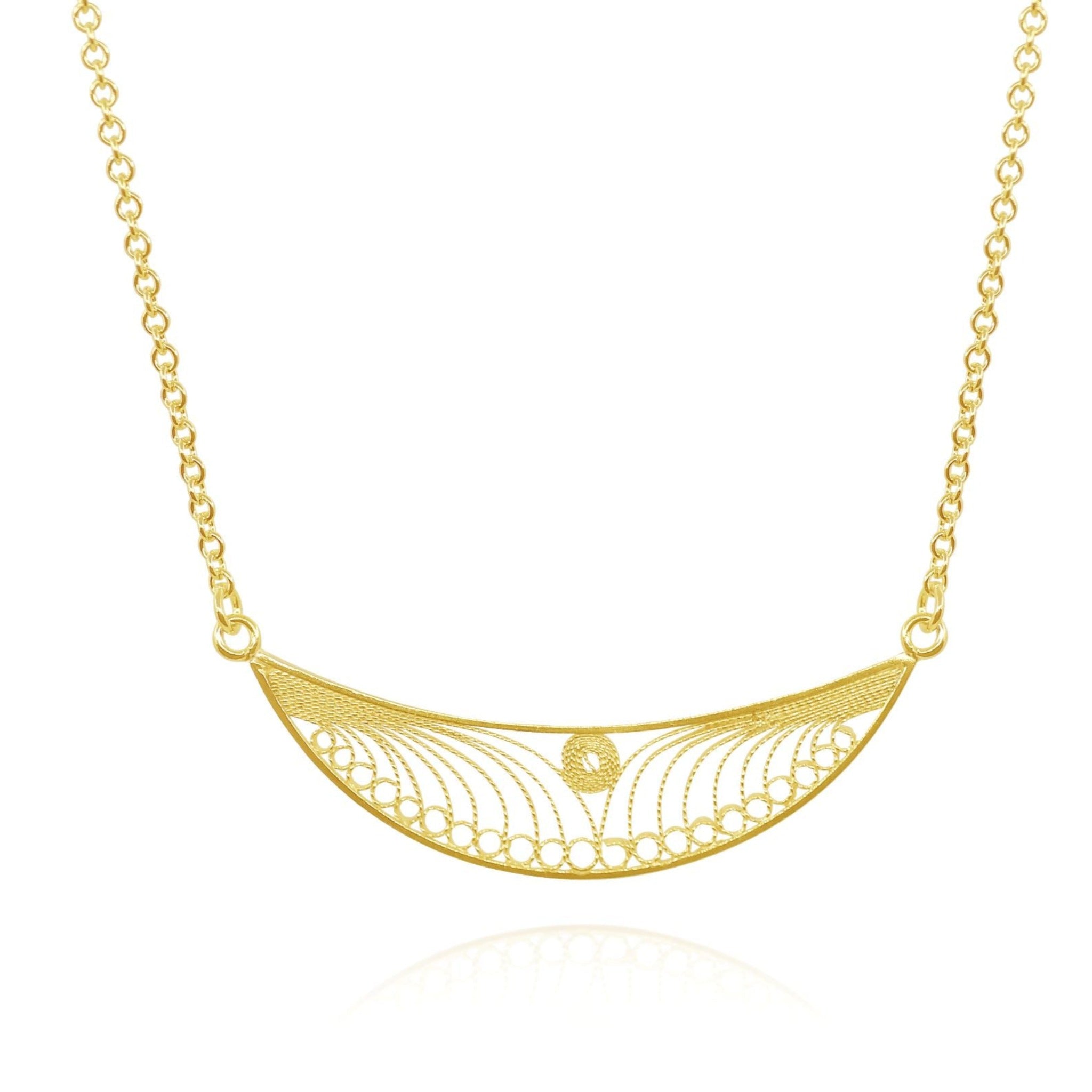 LAUREN SOLID GOLD 18K PENDANT NECKLACE FILIGREE