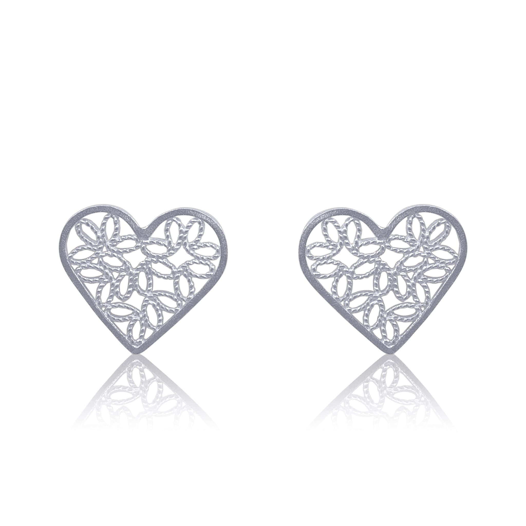 LITTLE SILVER HEARTS STUD EARRINGS FILIGREE