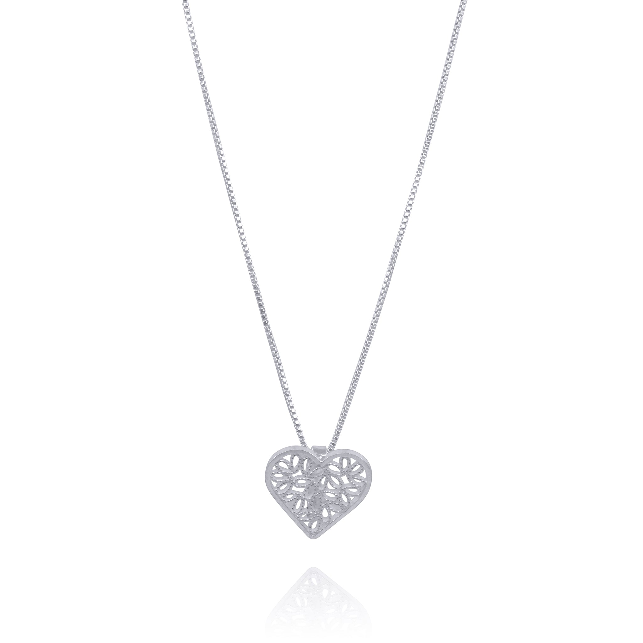 LITTLE SILVER PENDANT HEARTS NECKLACE FILIGREE
