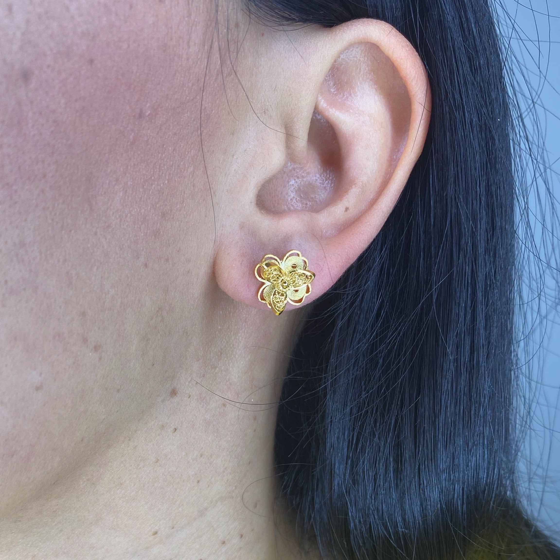 LOTUS GOLD STUD EARRINGS FILIGREE