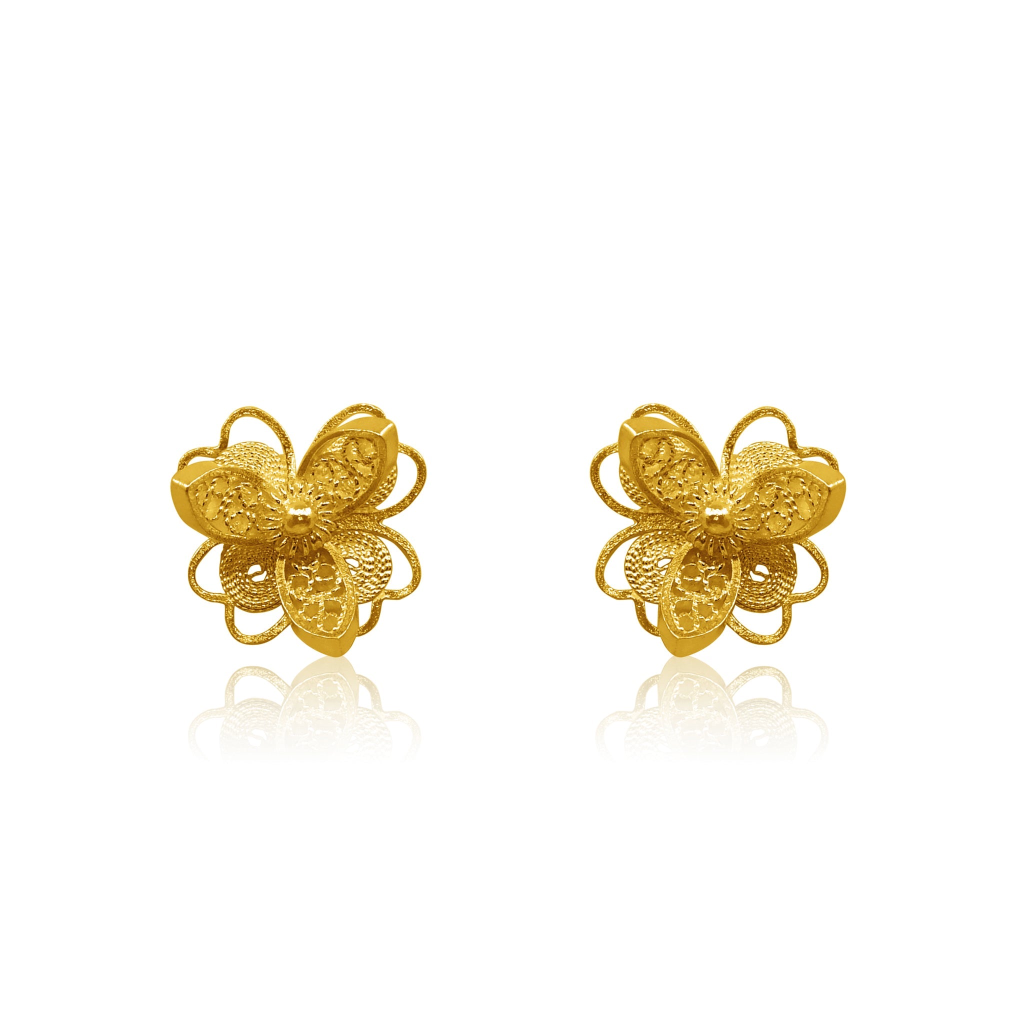 LOTUS GOLD STUD EARRINGS FILIGREE