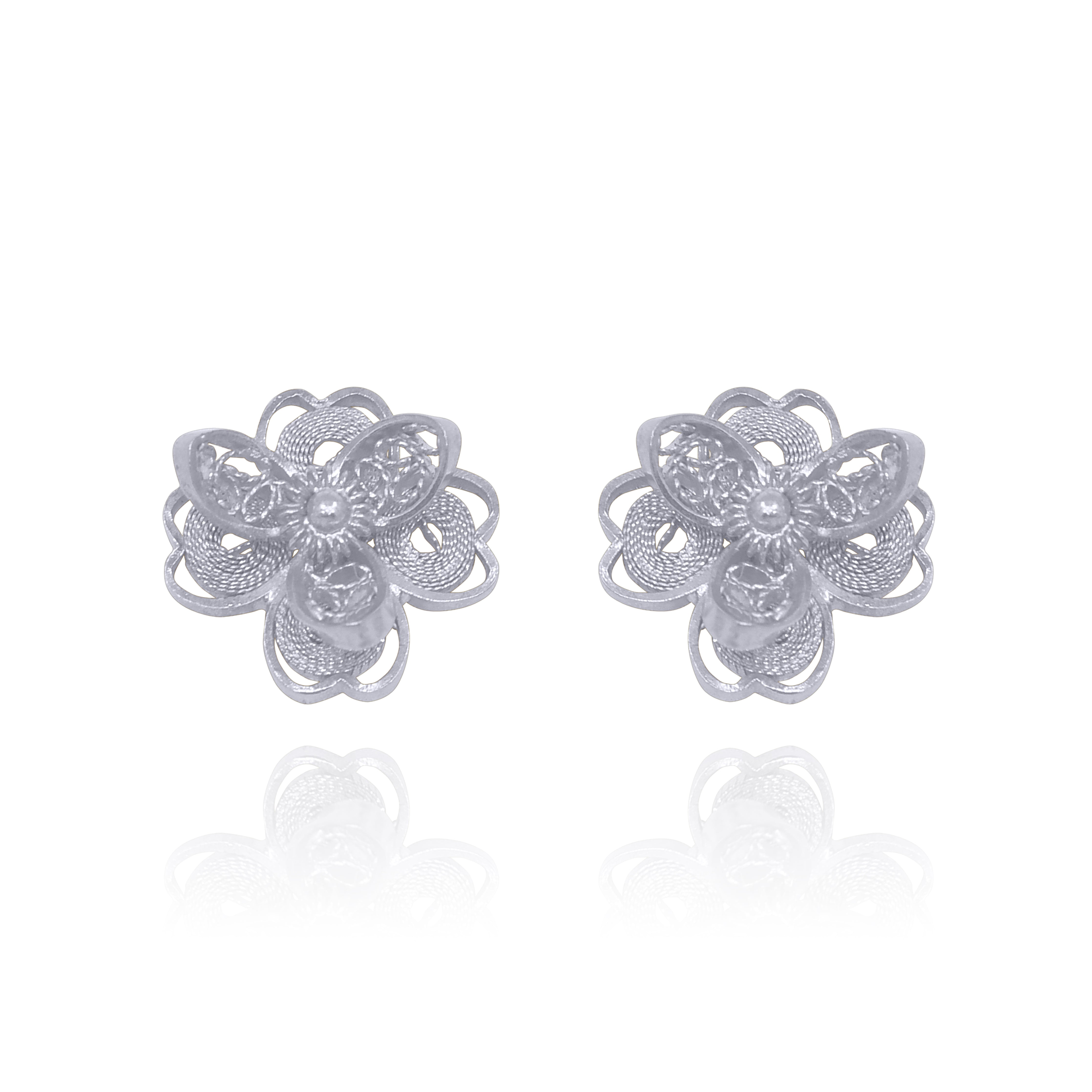 LOTUS SILVER STUD EARRINGS FILIGREE