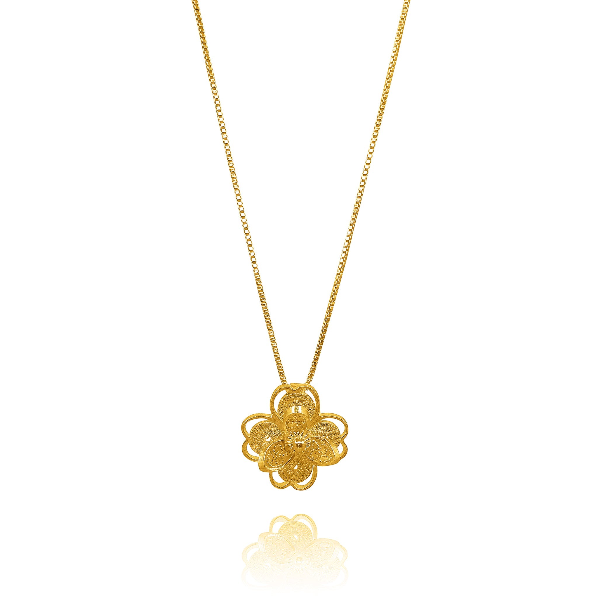 LOTUS SMALL GOLD PENDANT NECKLACE FILIGREE