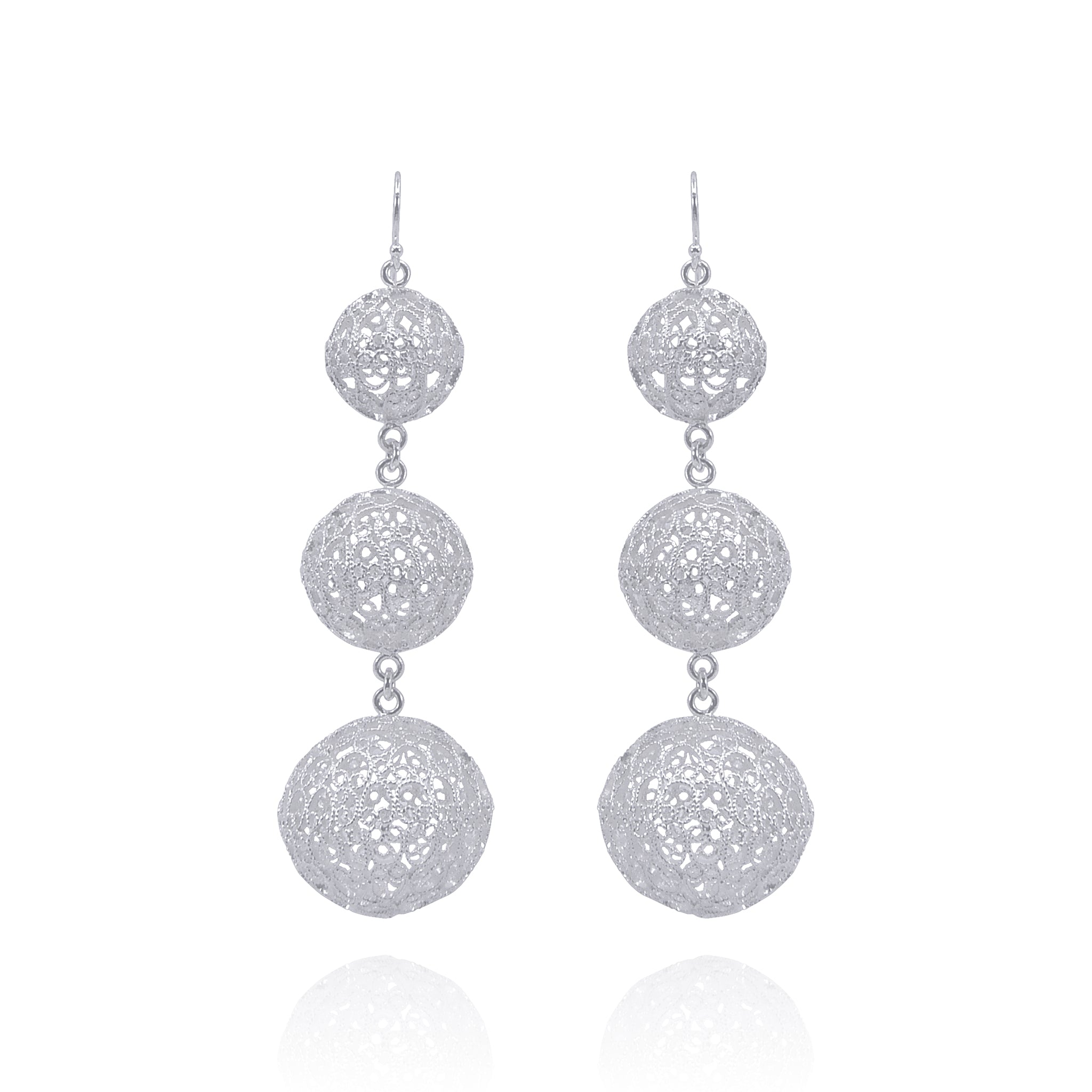 LUCRECIA SILVER LARGE STATEMENT EARRINGS FILIGREE
