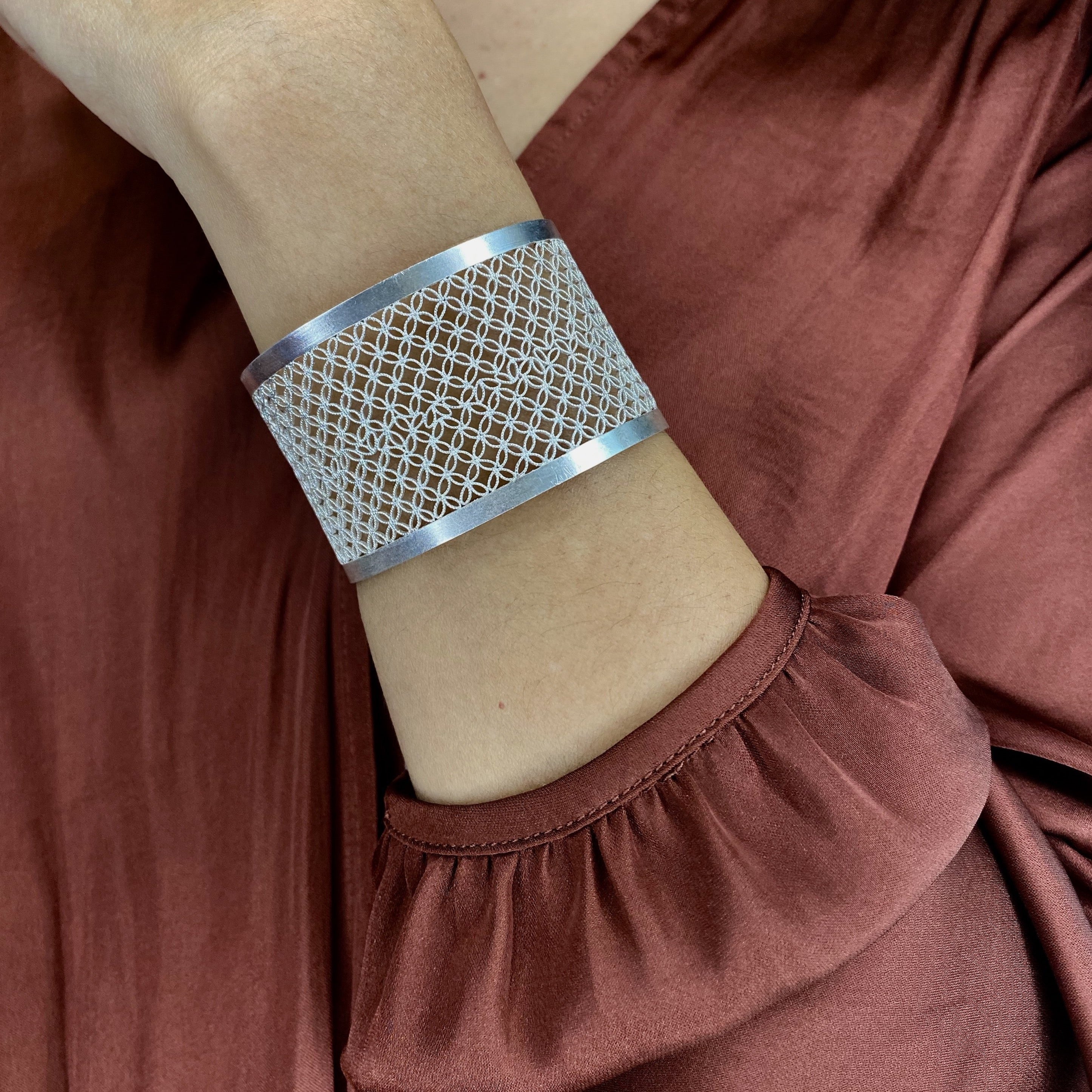 MARA SILVER CUFF BRACELET FILIGREE