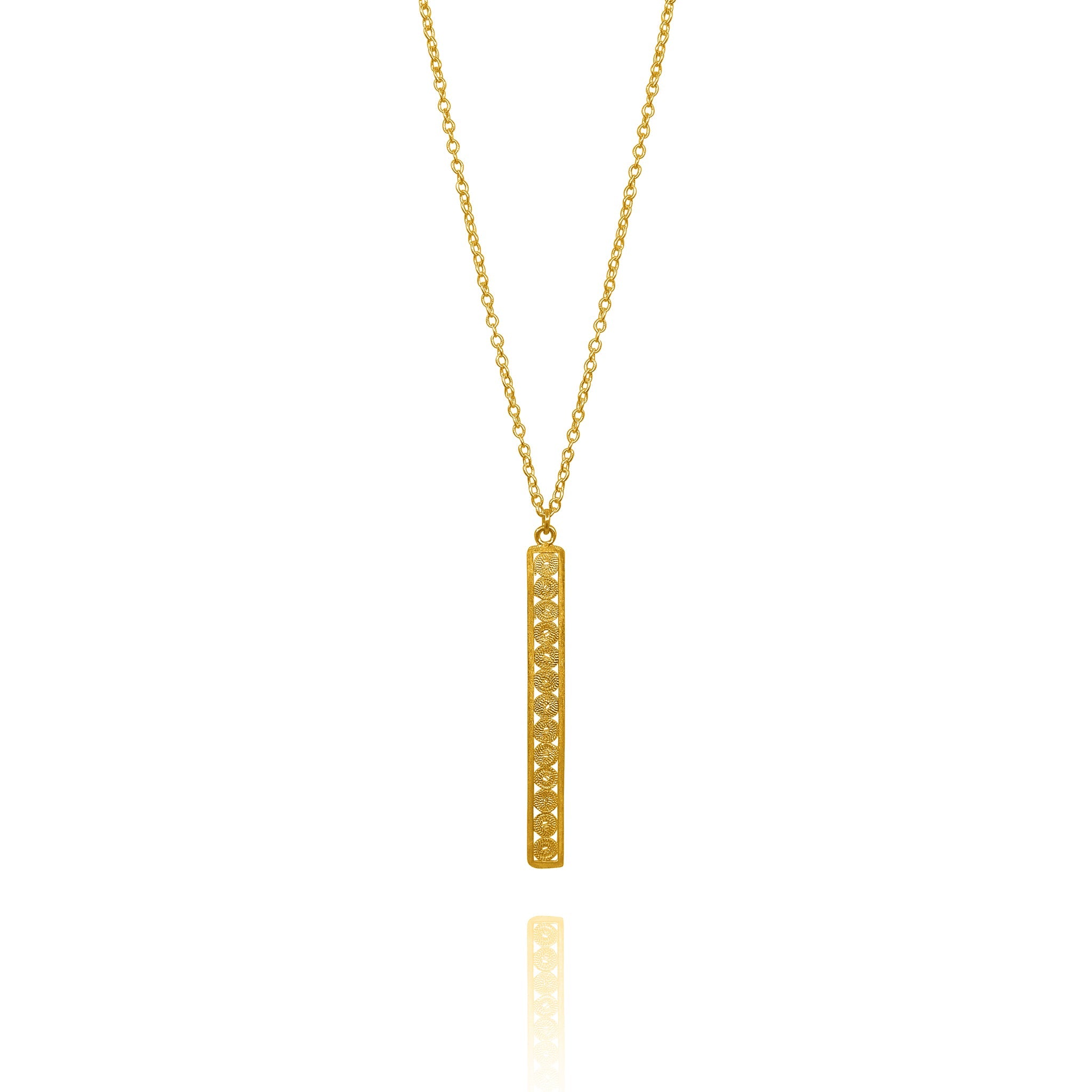 MAXANDRA GOLD LONG PENDANT NECKLACE FILIGREE