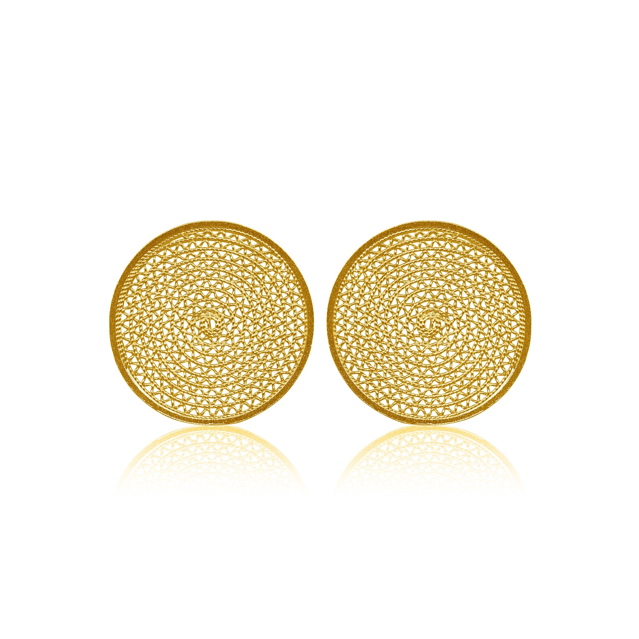 MELI GOLD DREAM CATCHER STUD EARRINGS FILIGREE