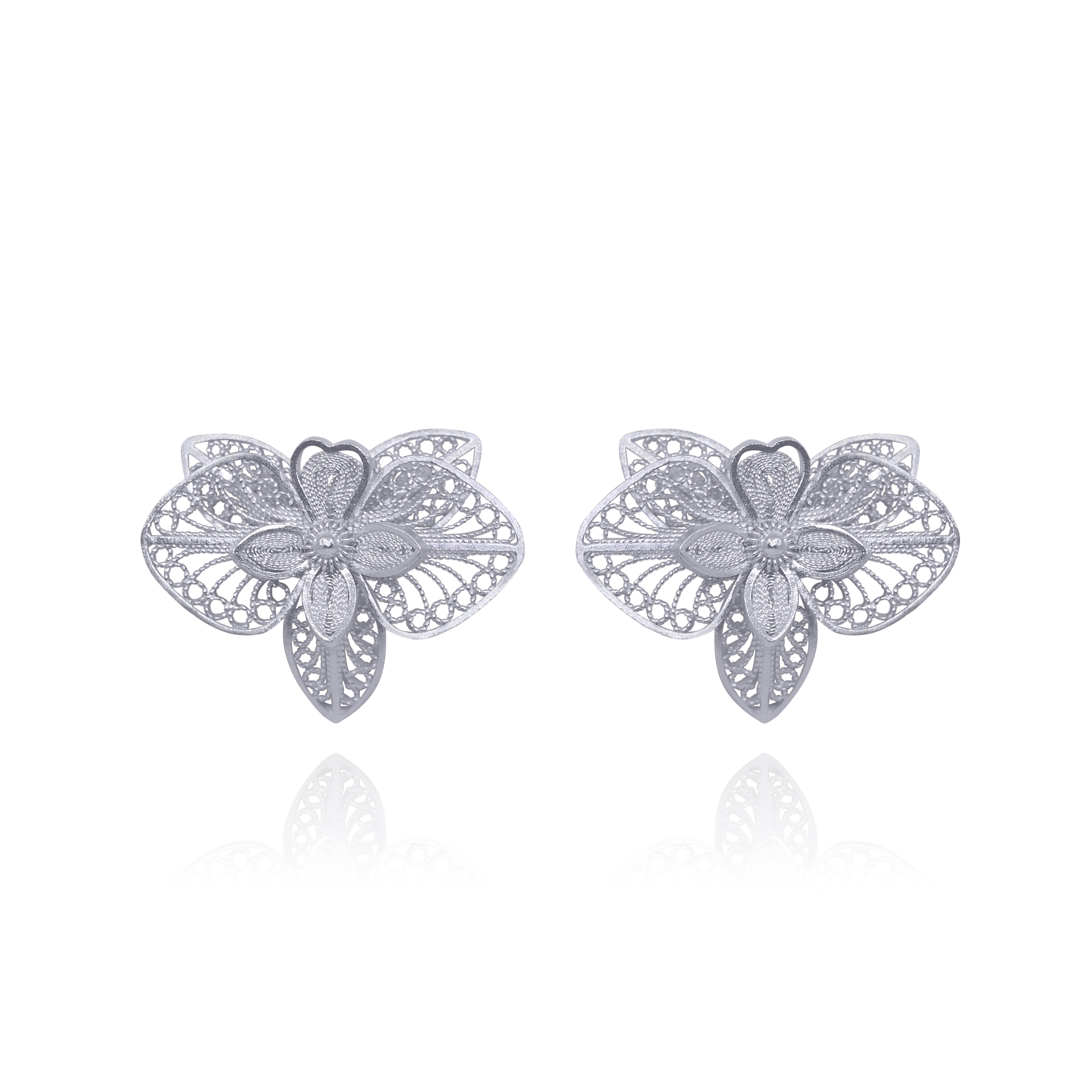 ORCHIDS SILVER STUD EARRINGS FILIGREE