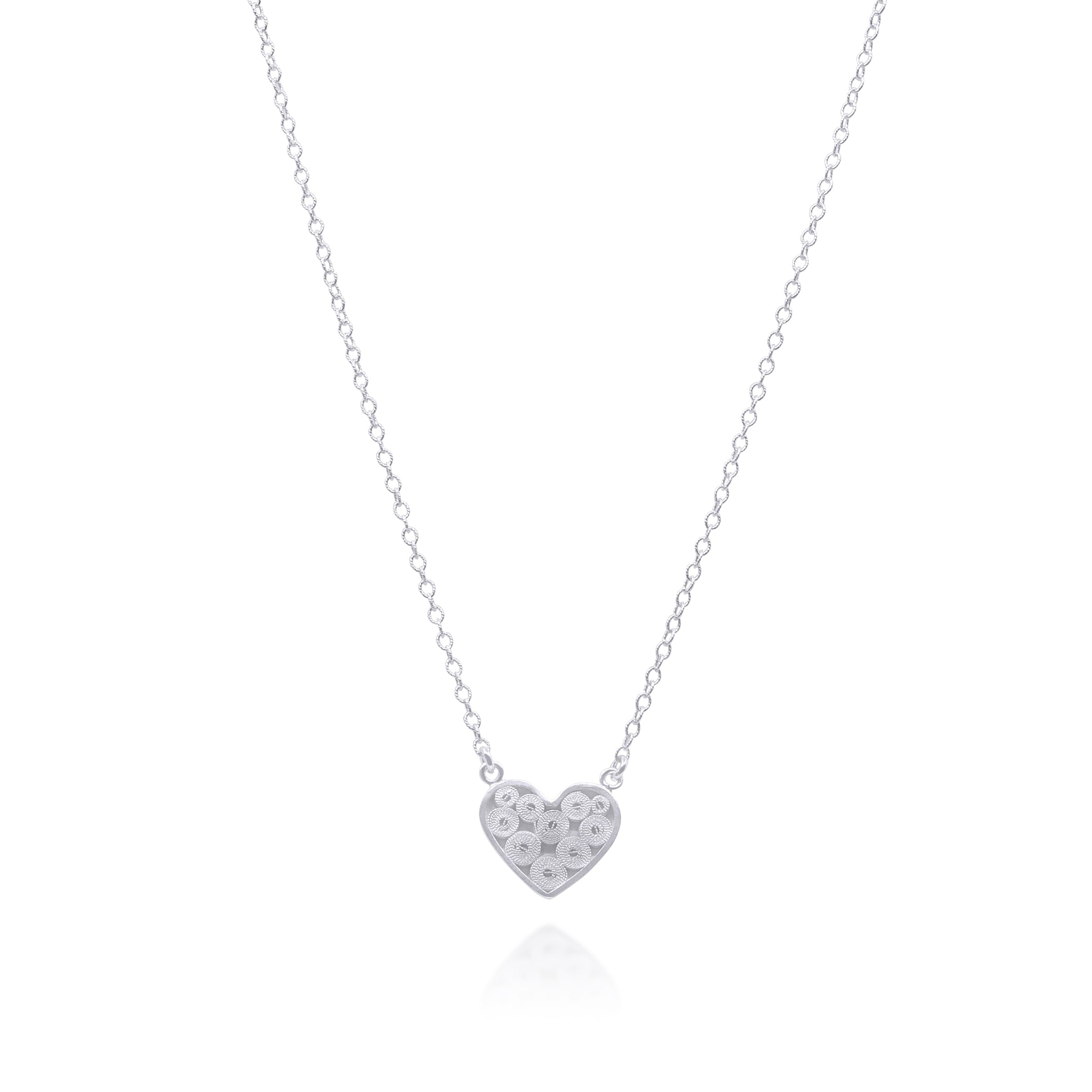 PAIGE HEART SILVER MEDIUM PENDANT NECKLACE ENGRAVABLE FILIGREE