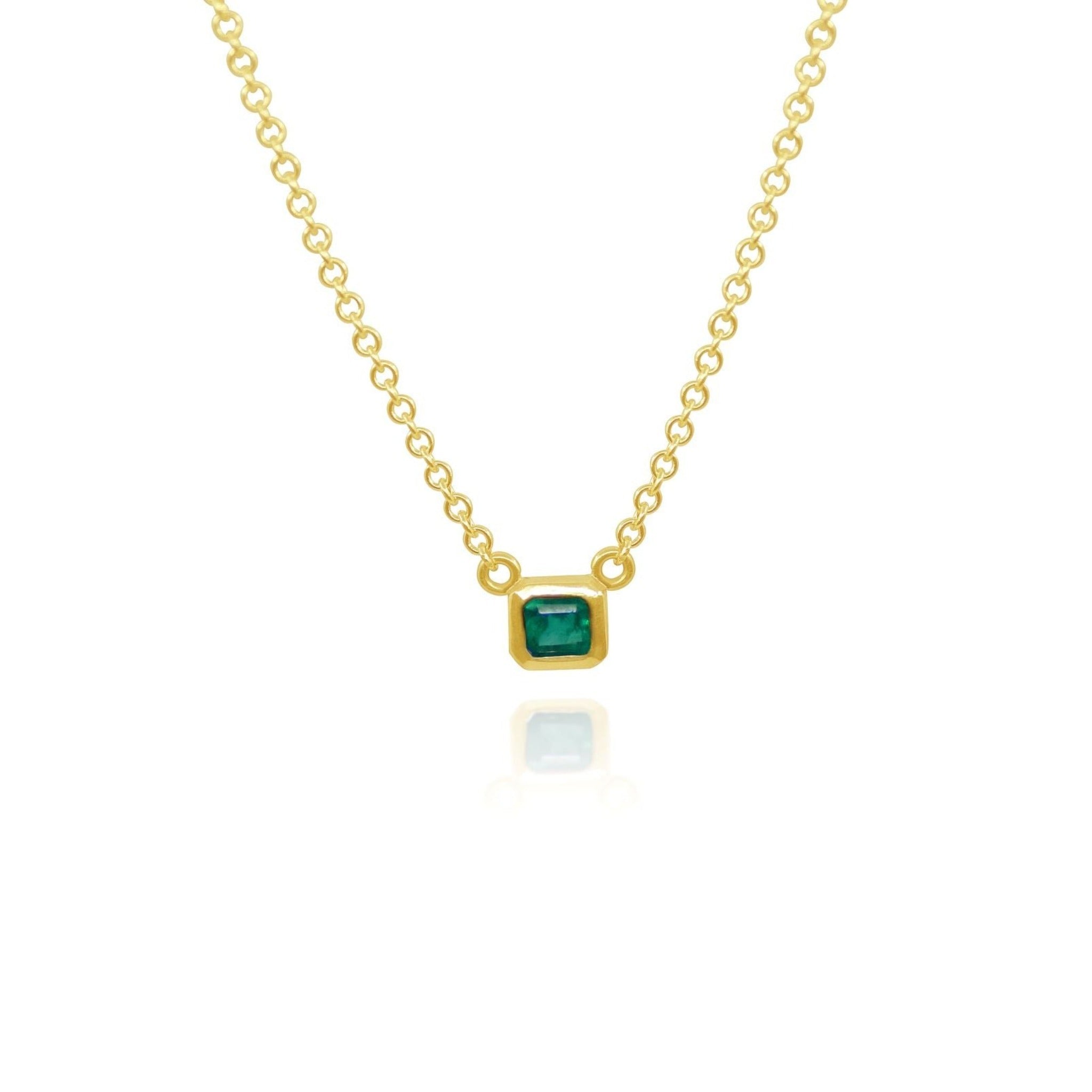 PIPER SMALL EMERALD SOLID GOLD 18K NECKLACE FILIGREE