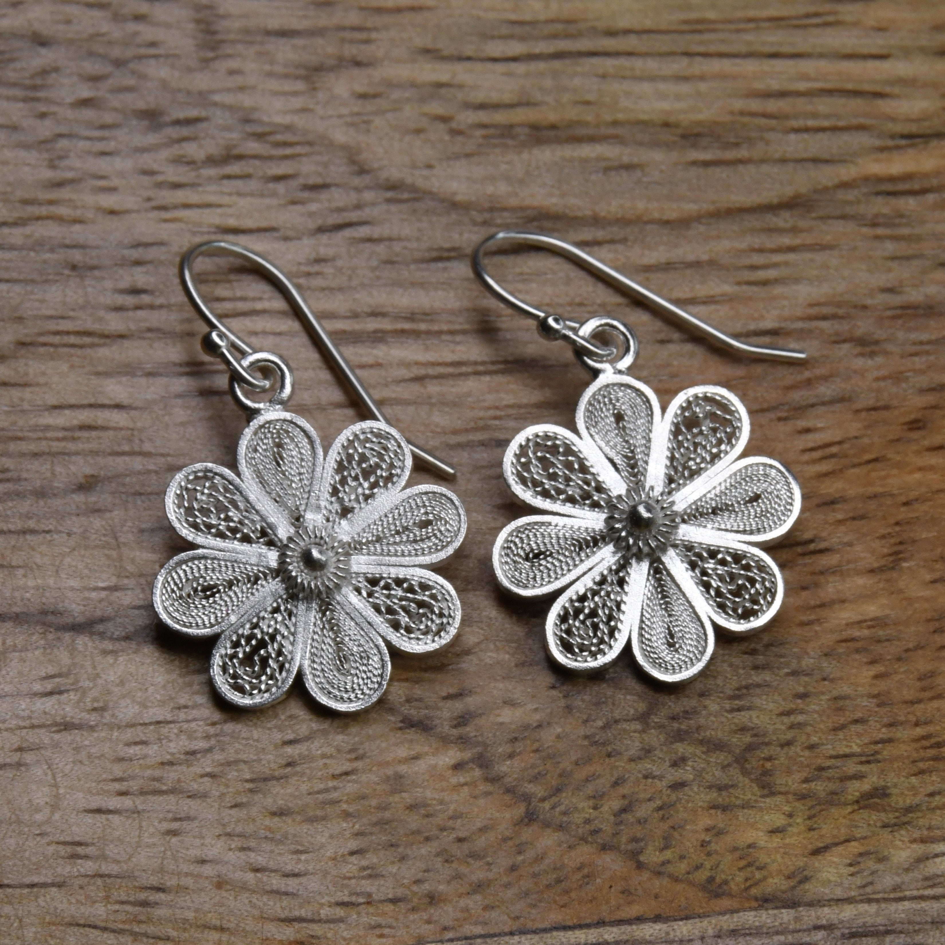 STARBURST SILVER SMALL EARRINGS FILIGREE