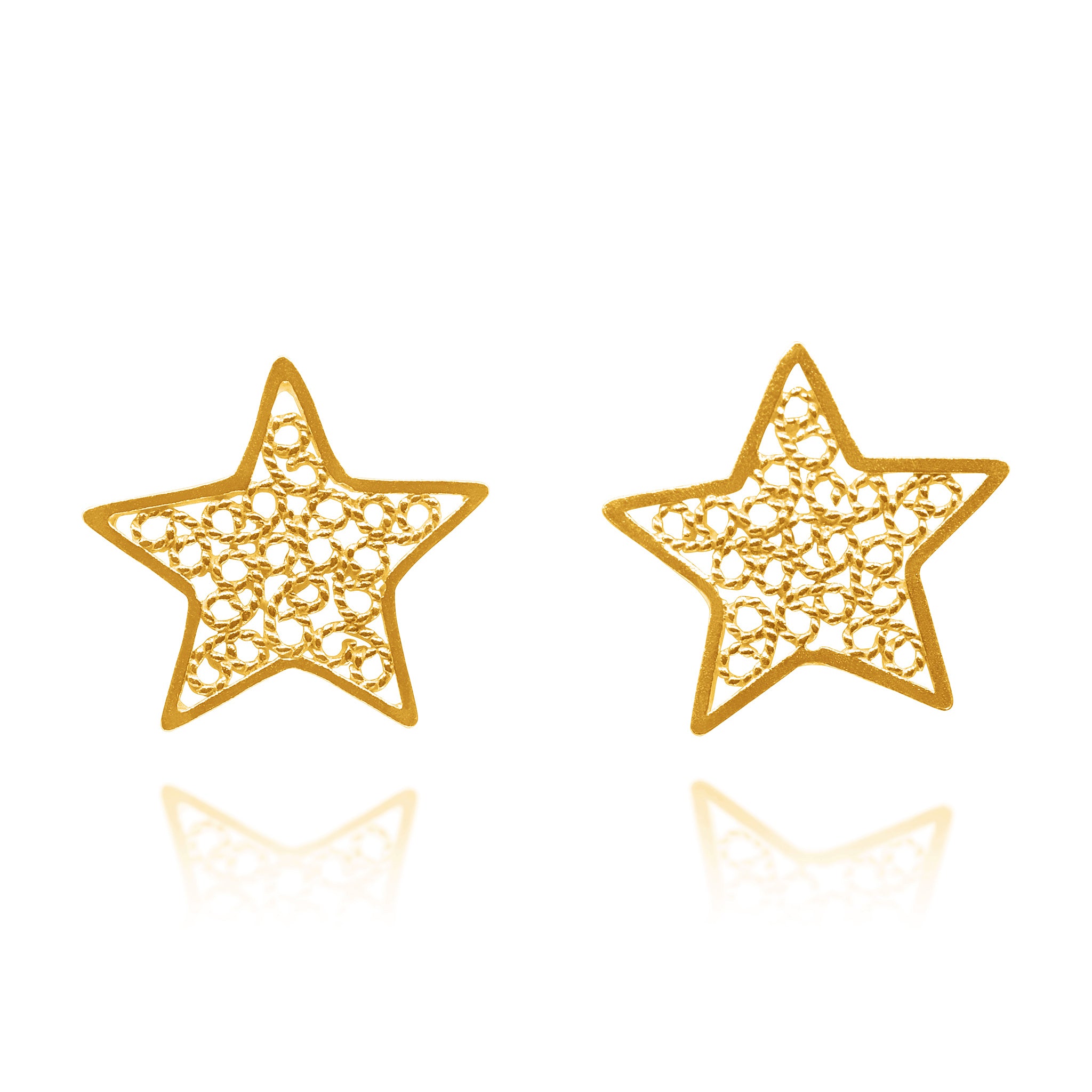 STAR GOLD STUD EARRINGS FILIGREE