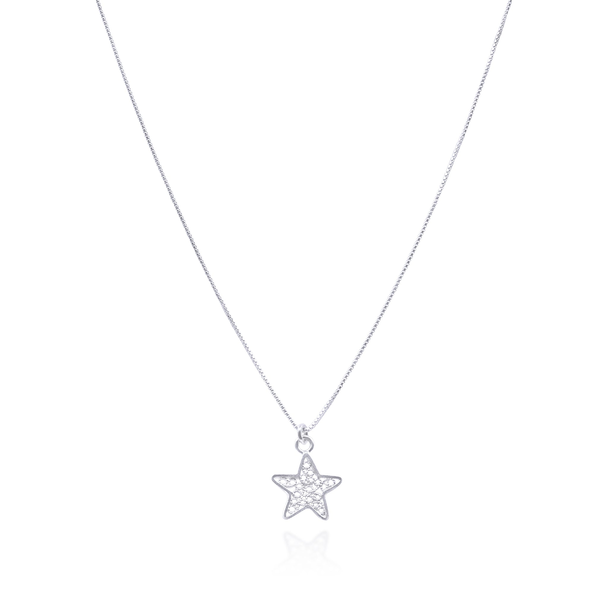 STAR SILVER MEDIUM PENDANT NECKLACE FILIGREE