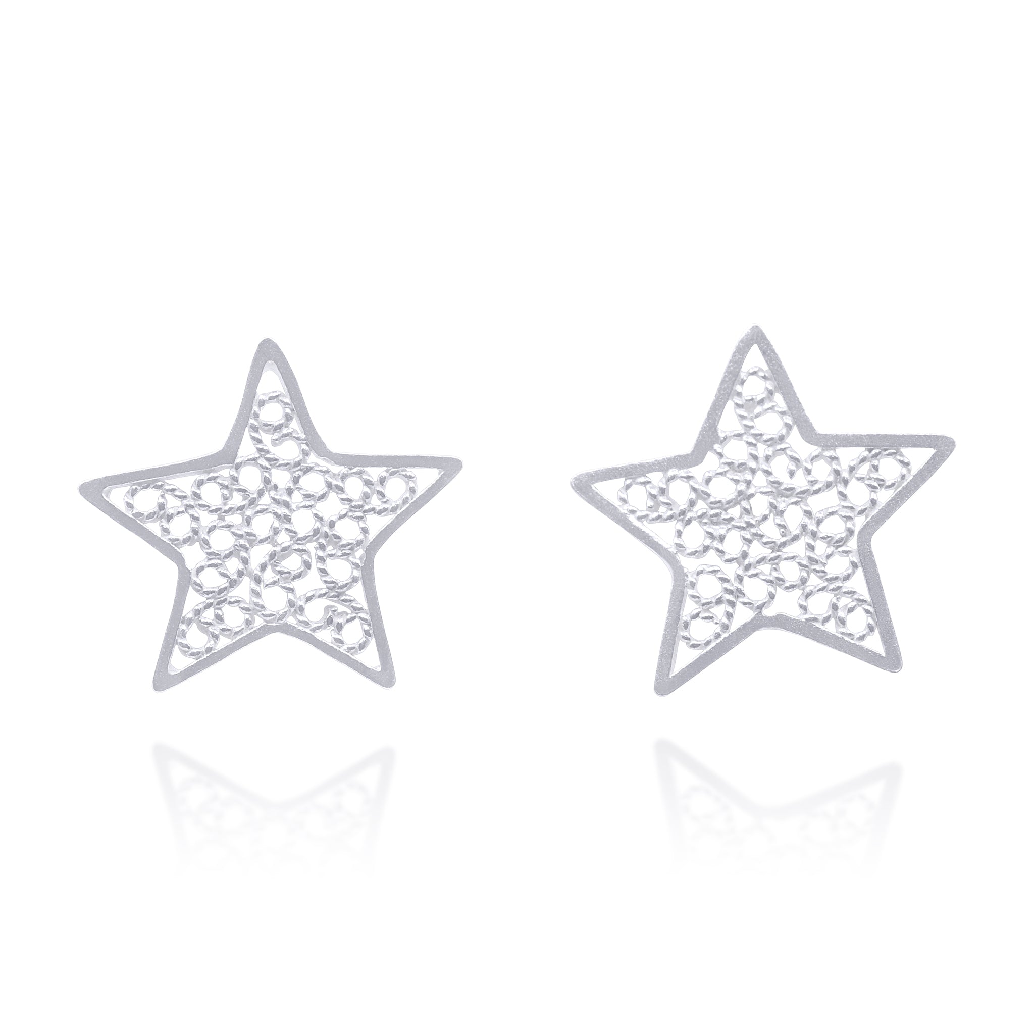 STAR SILVER STUD EARRINGS FILIGREE