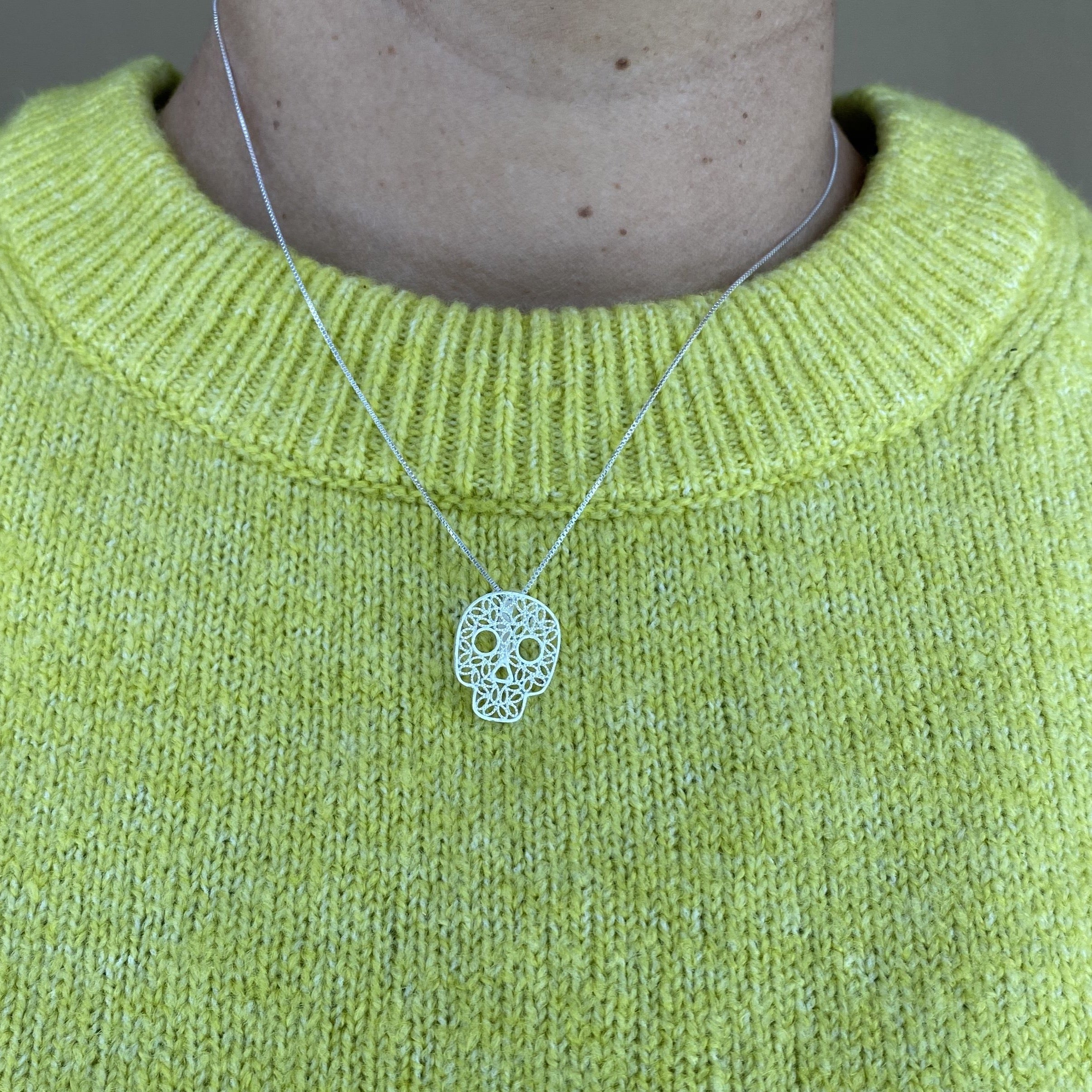 SUGAR GOLD SKULL MINI PENDANT FILIGREE
