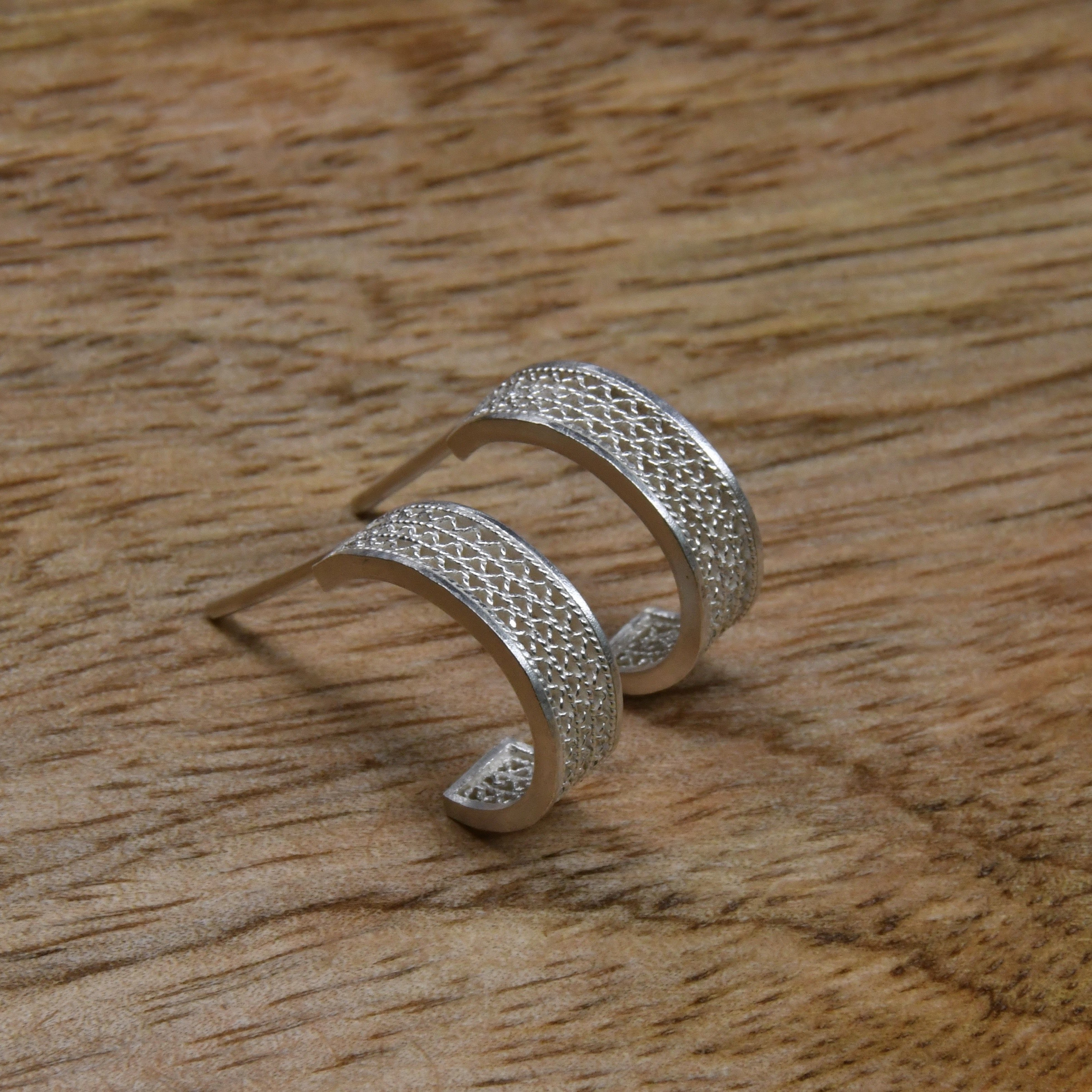 TINY SILVER HOOPS FILIGREE