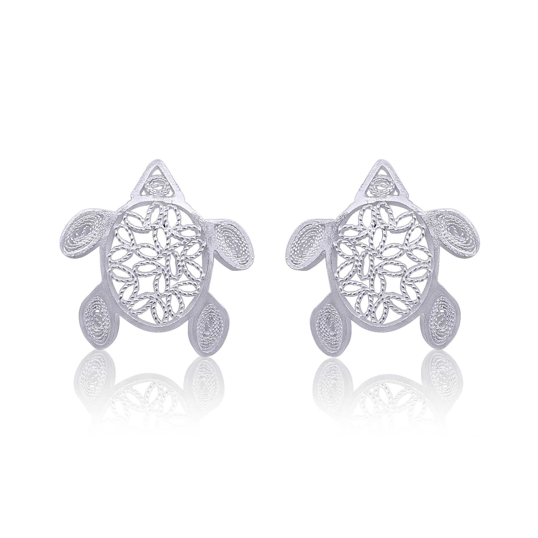 TURTLES SILVER STUD EARRINGS FILIGREE