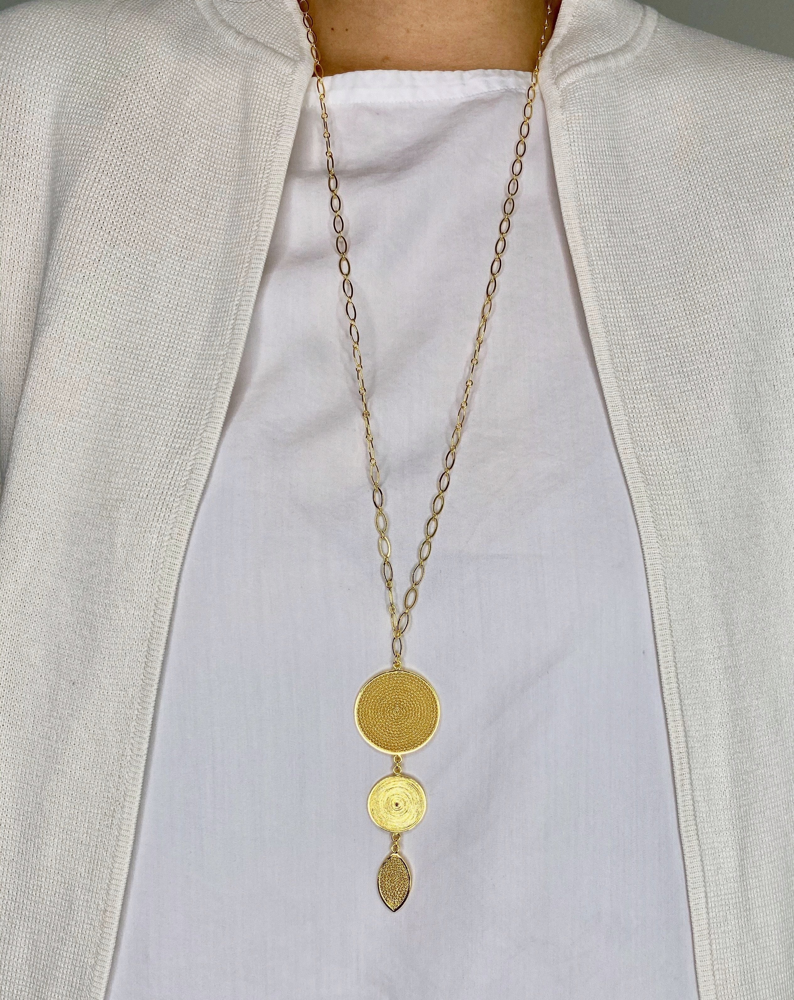 VIVIAN GOLD LARGE LONG NECKLACE FILIGREE