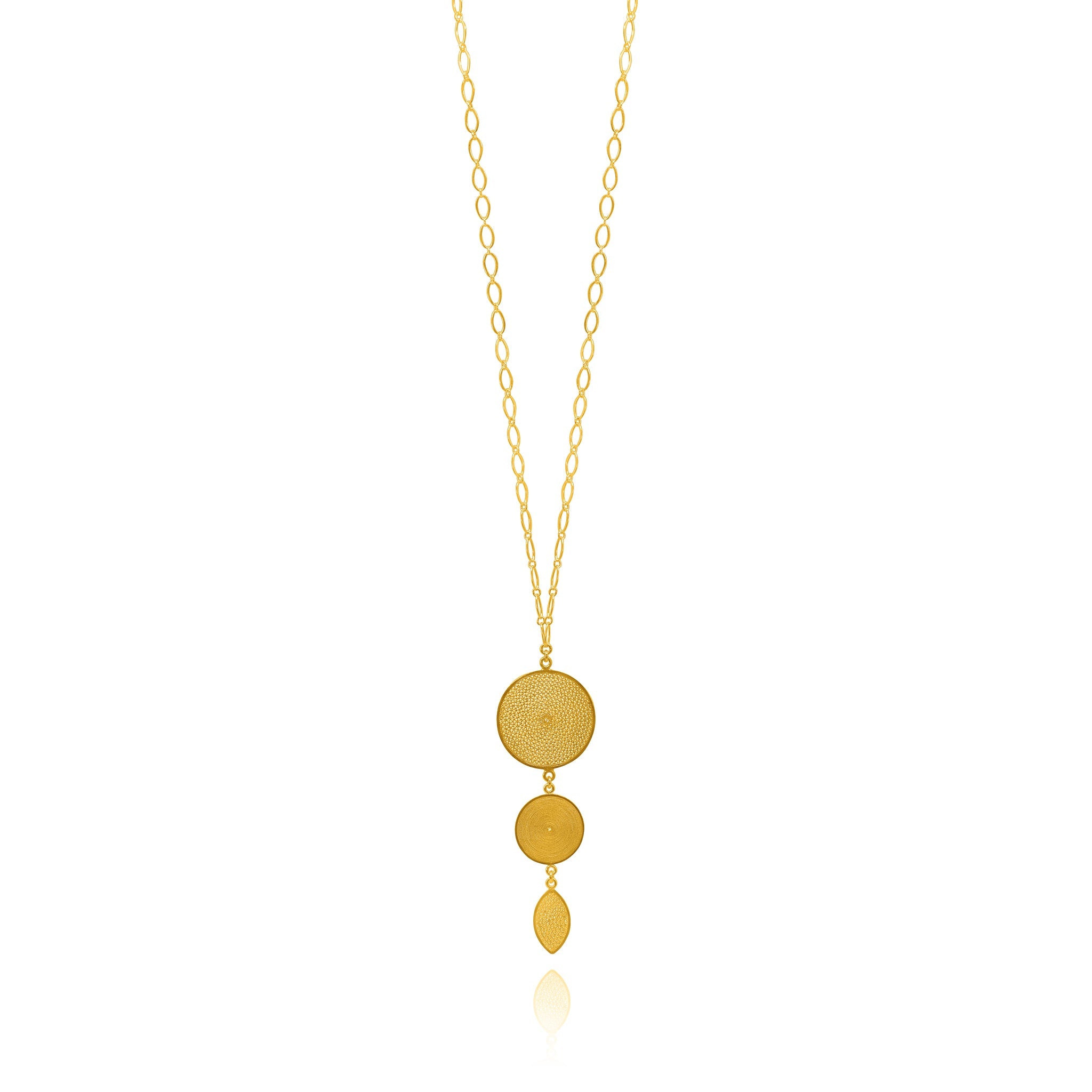 VIVIAN GOLD LARGE LONG NECKLACE FILIGREE