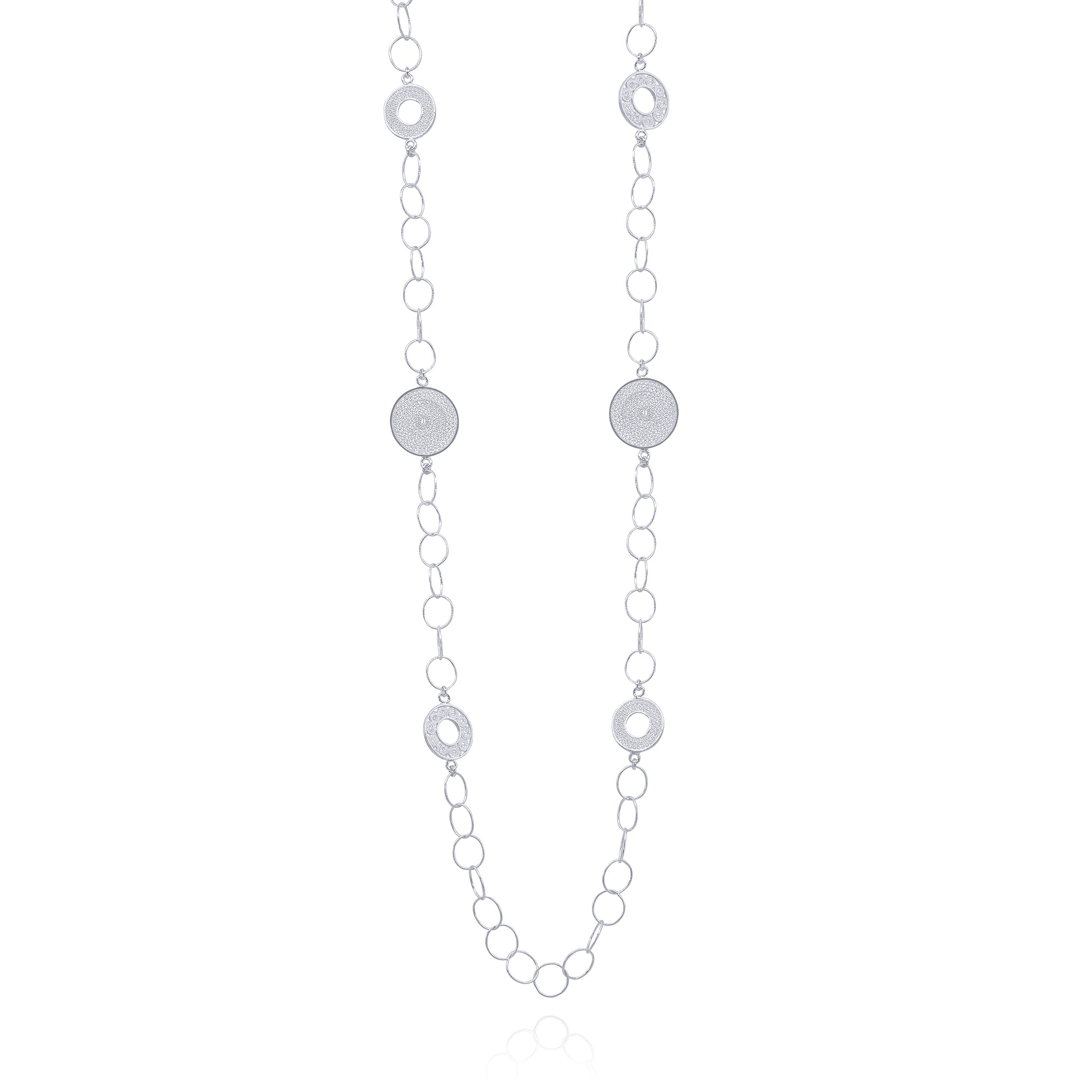 ZAYRA SILVER LONG NECKLACE FILIGREE