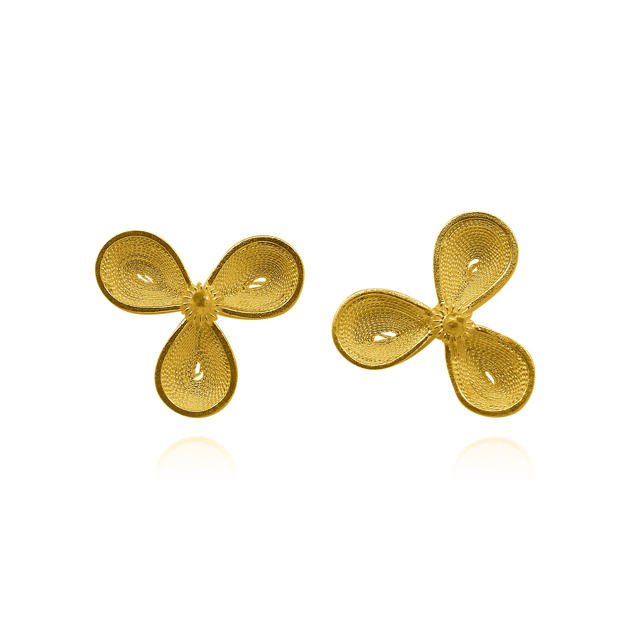 RUBY GOLD PLATED STUD EARRINGS FILIGREE