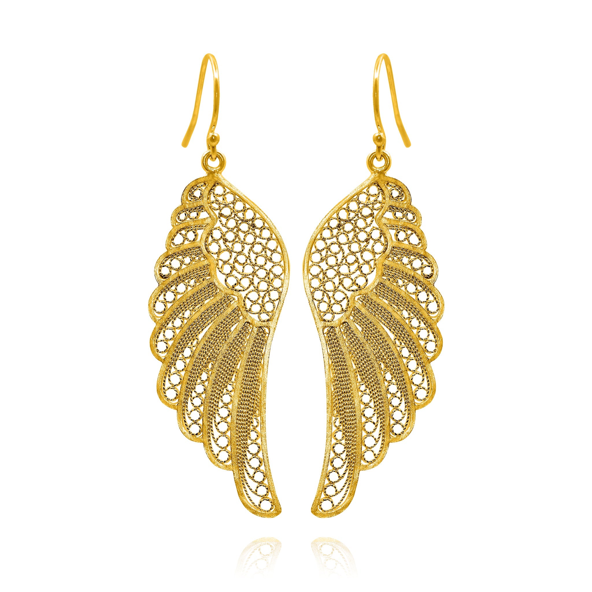 ANGEL GOLD LARGE WINGS EARRINGS FILIGREE