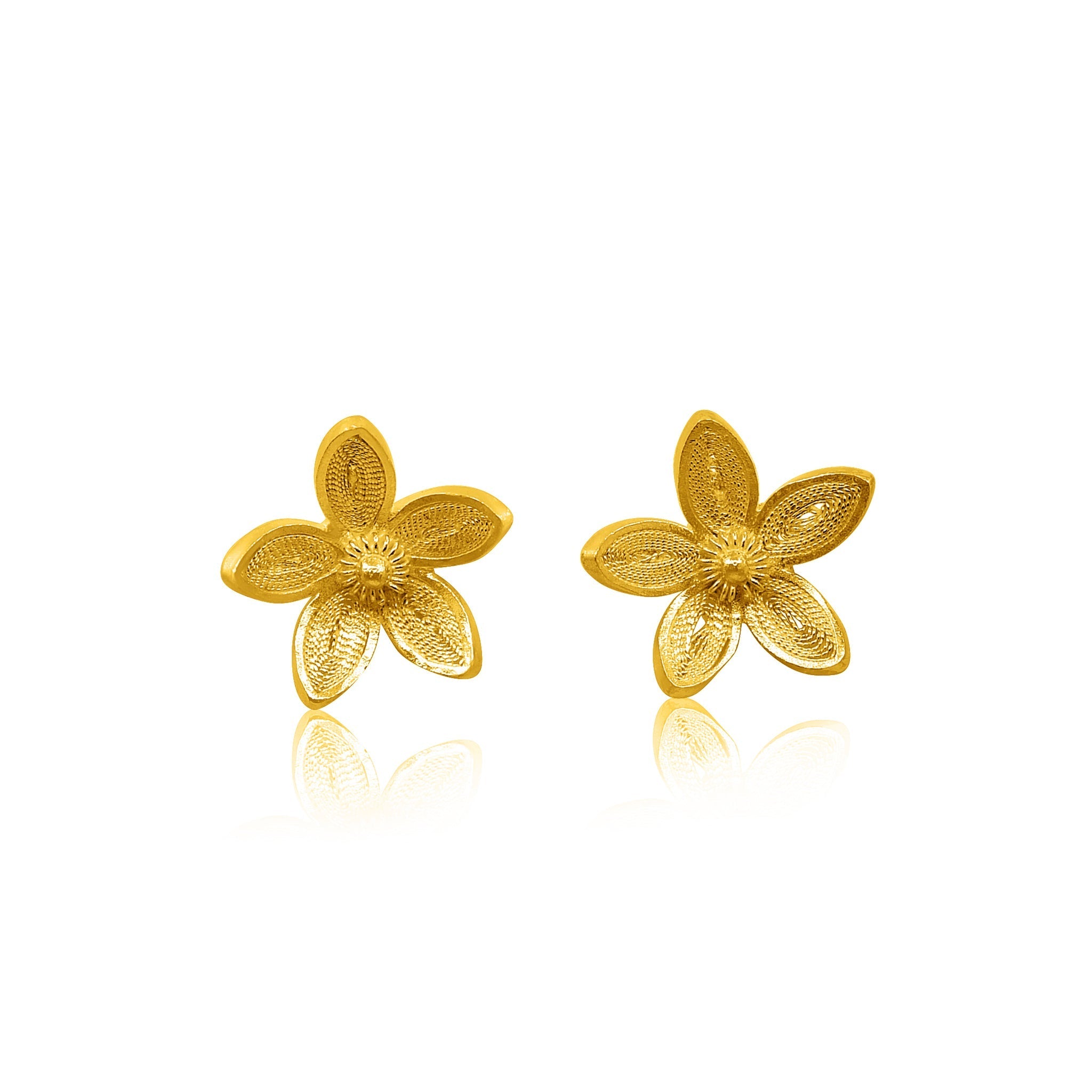 APPLE BLOSSOM GOLD STUD EARRINGS FILIGREE